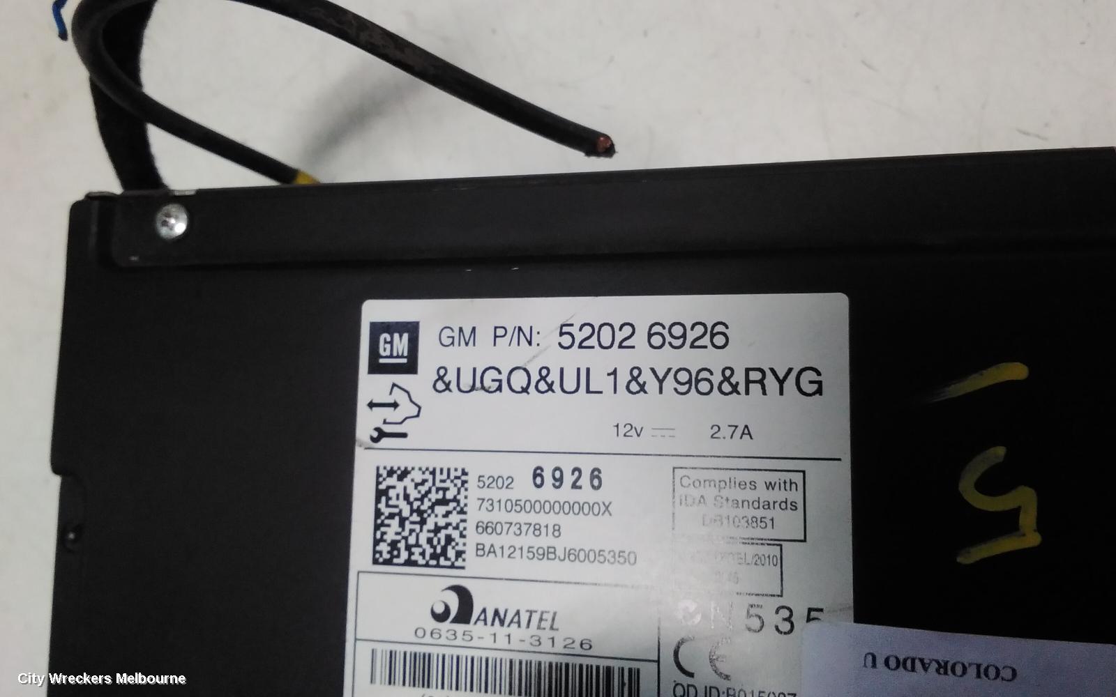 HOLDEN COLORADO RADIO/CD/DVD/SAT/TV, CD/MP3/AUX, W/ BLUETOOTH, RG/RG 7, 01/2012 - 12/2020