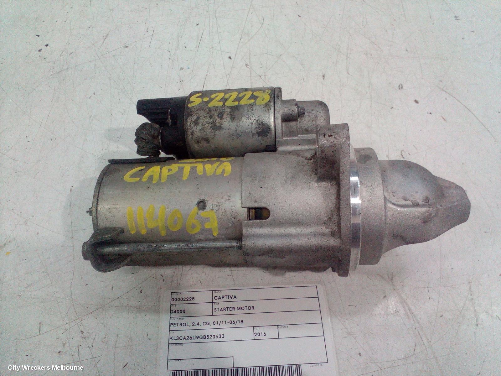 HOLDEN CAPTIVA STARTER, PETROL, 2.4, CG, 01/2011 - 06/2018