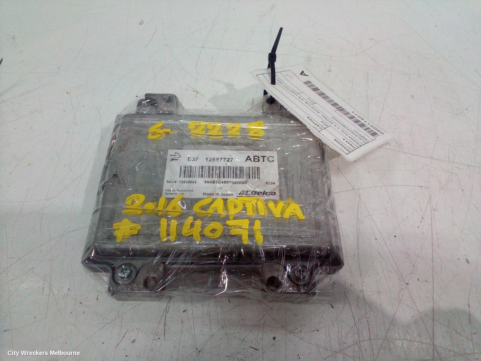 HOLDEN CAPTIVA ECU, ENGINE ECU, 2.4, PETROL, AUTO T/M, P/N 12657727, ECU ONLY, CG, 01/2011 - 06/2018