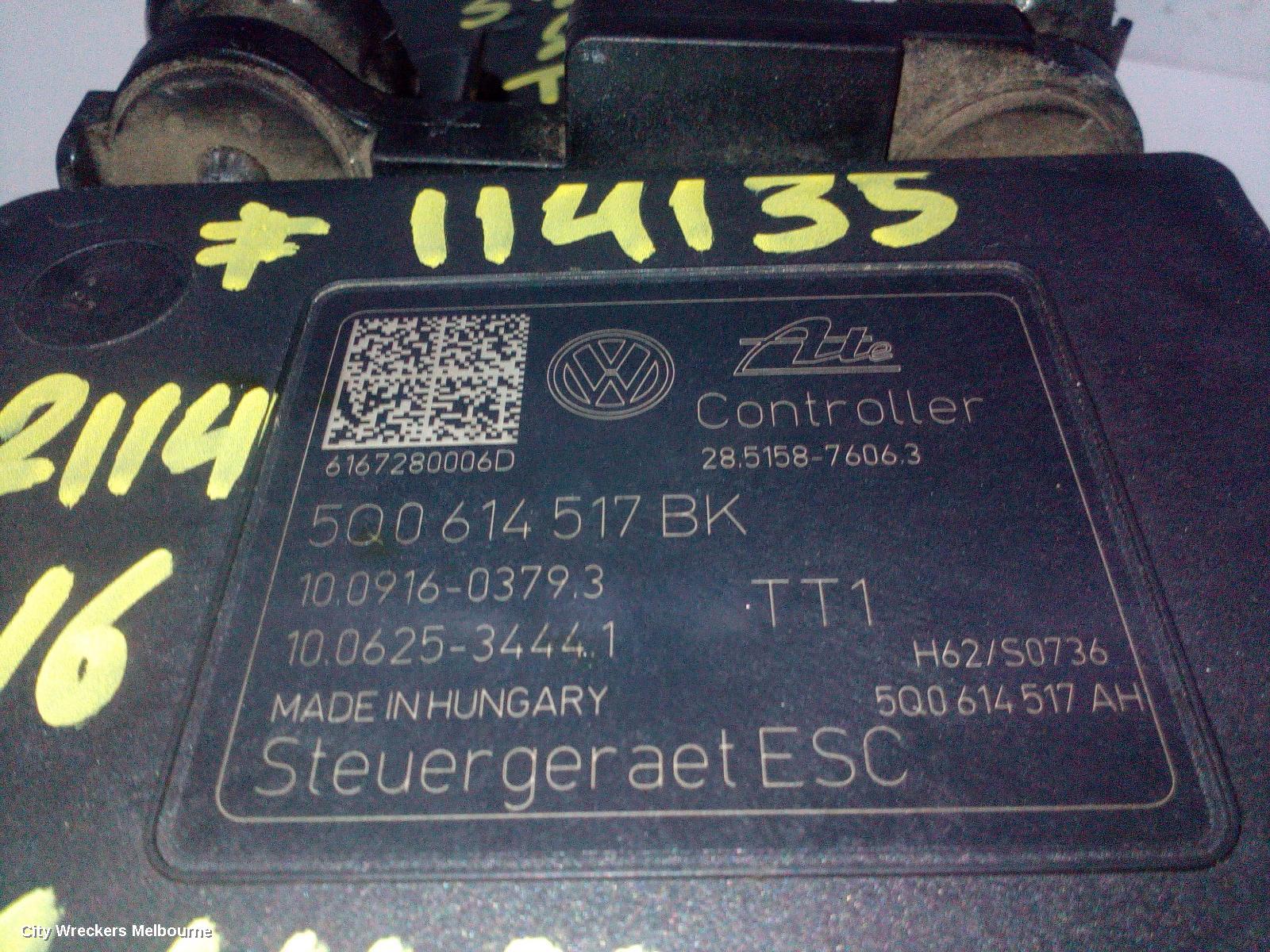 VOLKSWAGEN TIGUAN ABS PUMP/MODULATOR, P/N 5Q0614517BK, 5NA, 06/2016 ONWARDS