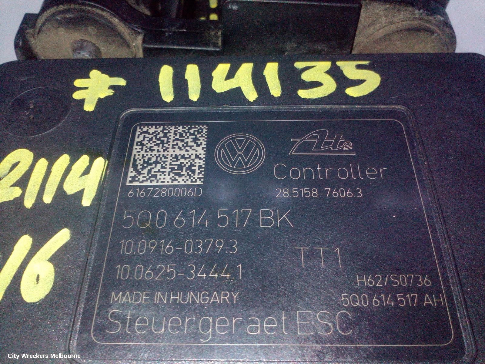 VOLKSWAGEN TIGUAN ABS PUMP/MODULATOR, P/N 5Q0614517BK, 5NA, 06/2016 ONWARDS