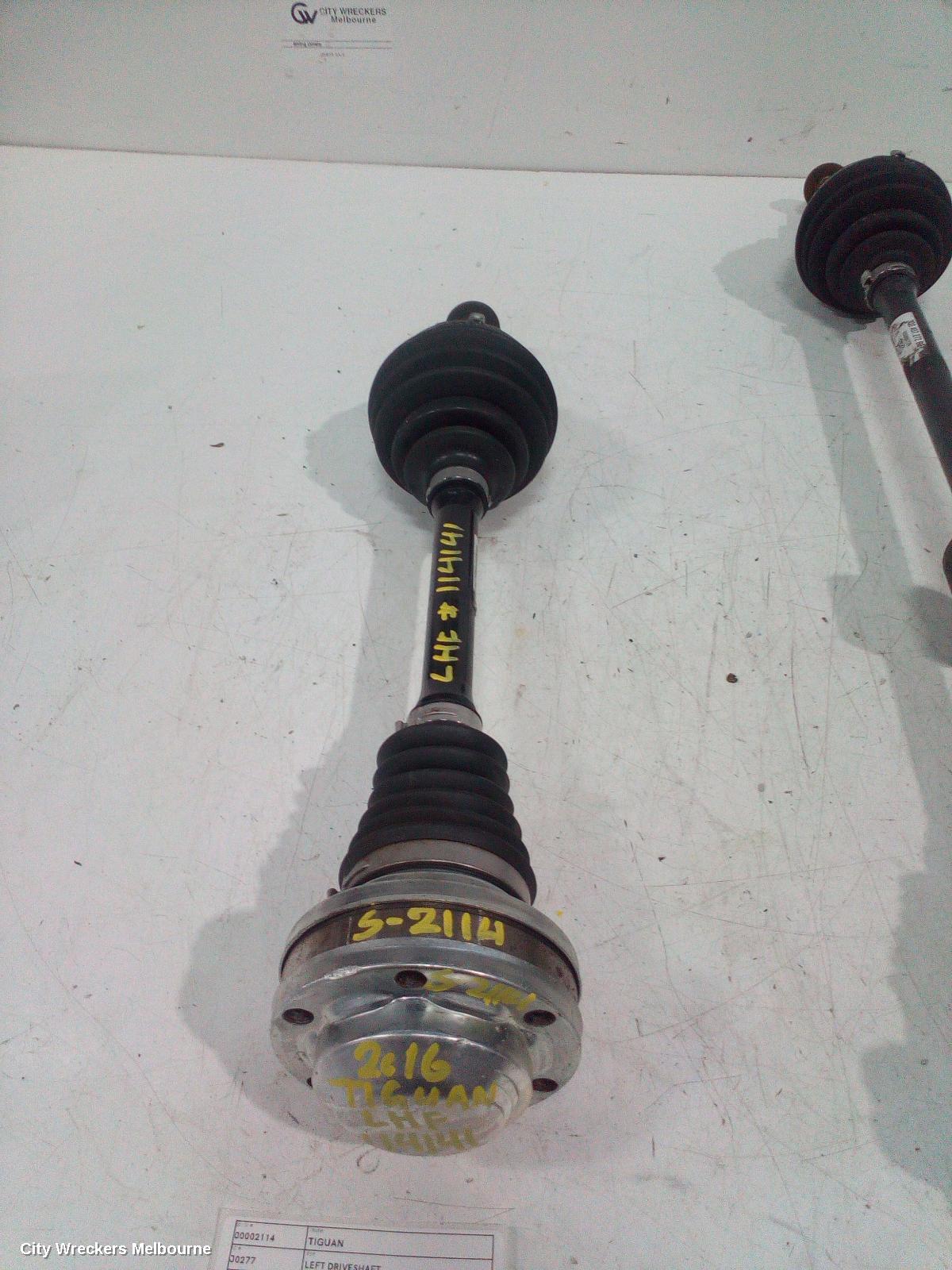 VOLKSWAGEN TIGUAN LEFT DRIVESHAFT, FRONT, FWD, 110TSI, 5NA, 06/2016 ONWARDS