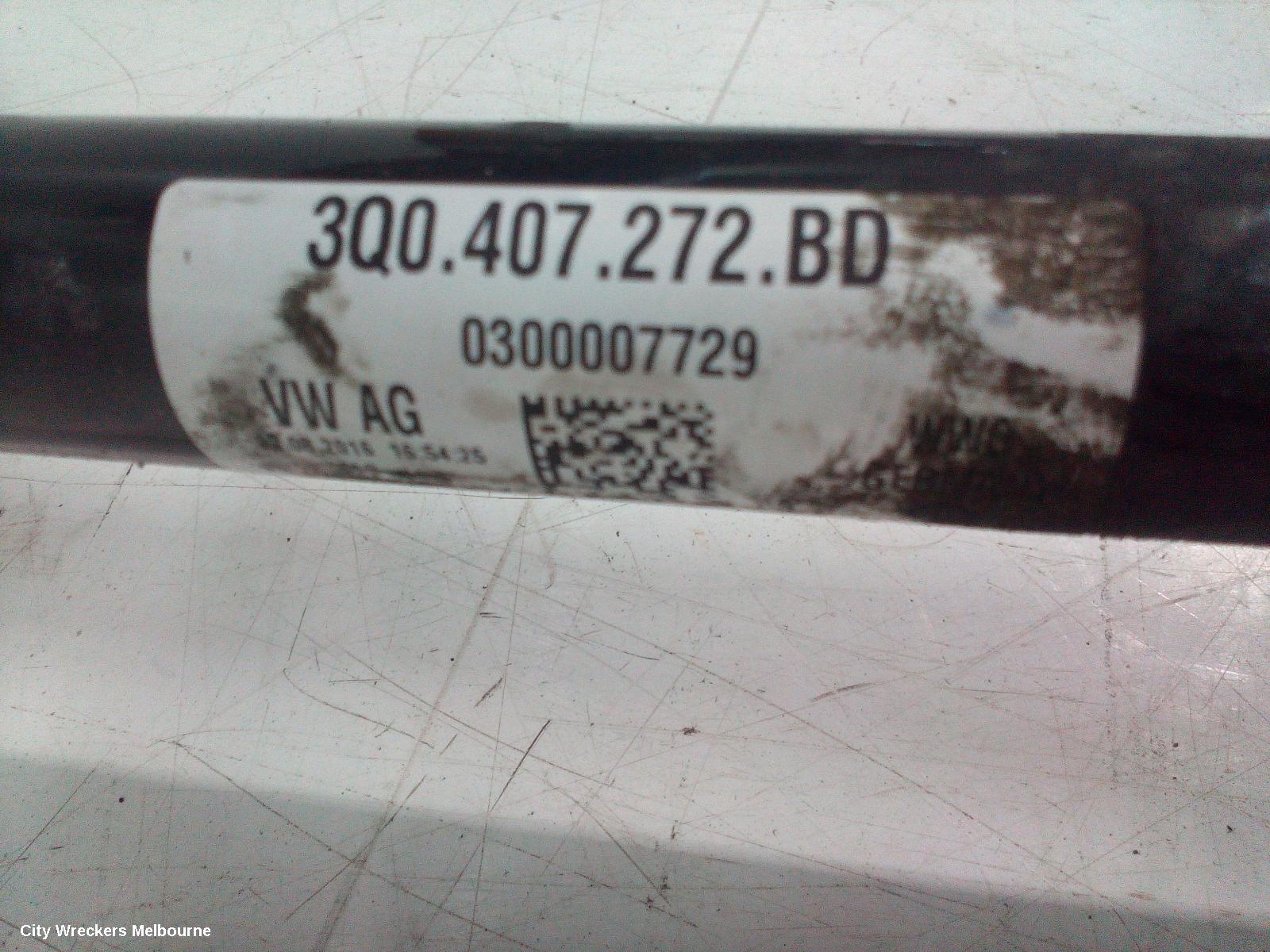 VOLKSWAGEN TIGUAN RIGHT DRIVESHAFT, FRONT, AWD, 162TSI, 5NA, 06/2016 ONWARDS
