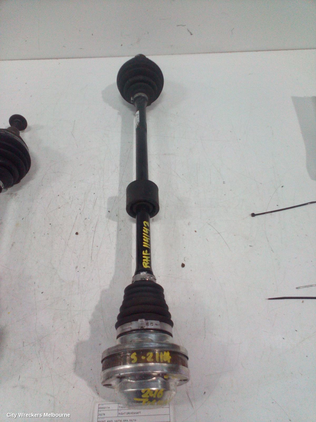 VOLKSWAGEN TIGUAN RIGHT DRIVESHAFT, FRONT, AWD, 162TSI, 5NA, 06/2016 ONWARDS