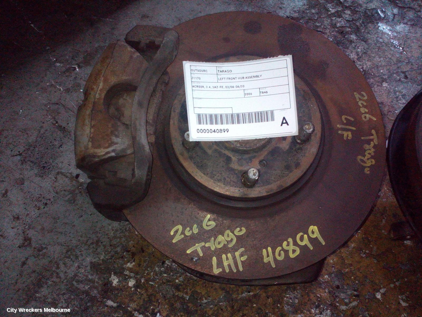 TOYOTA TARAGO LEFT FRONT HUB ASSEMBLY, ACR50R, 2.4, 2AZ-FE, 03/2006 - 06/2020