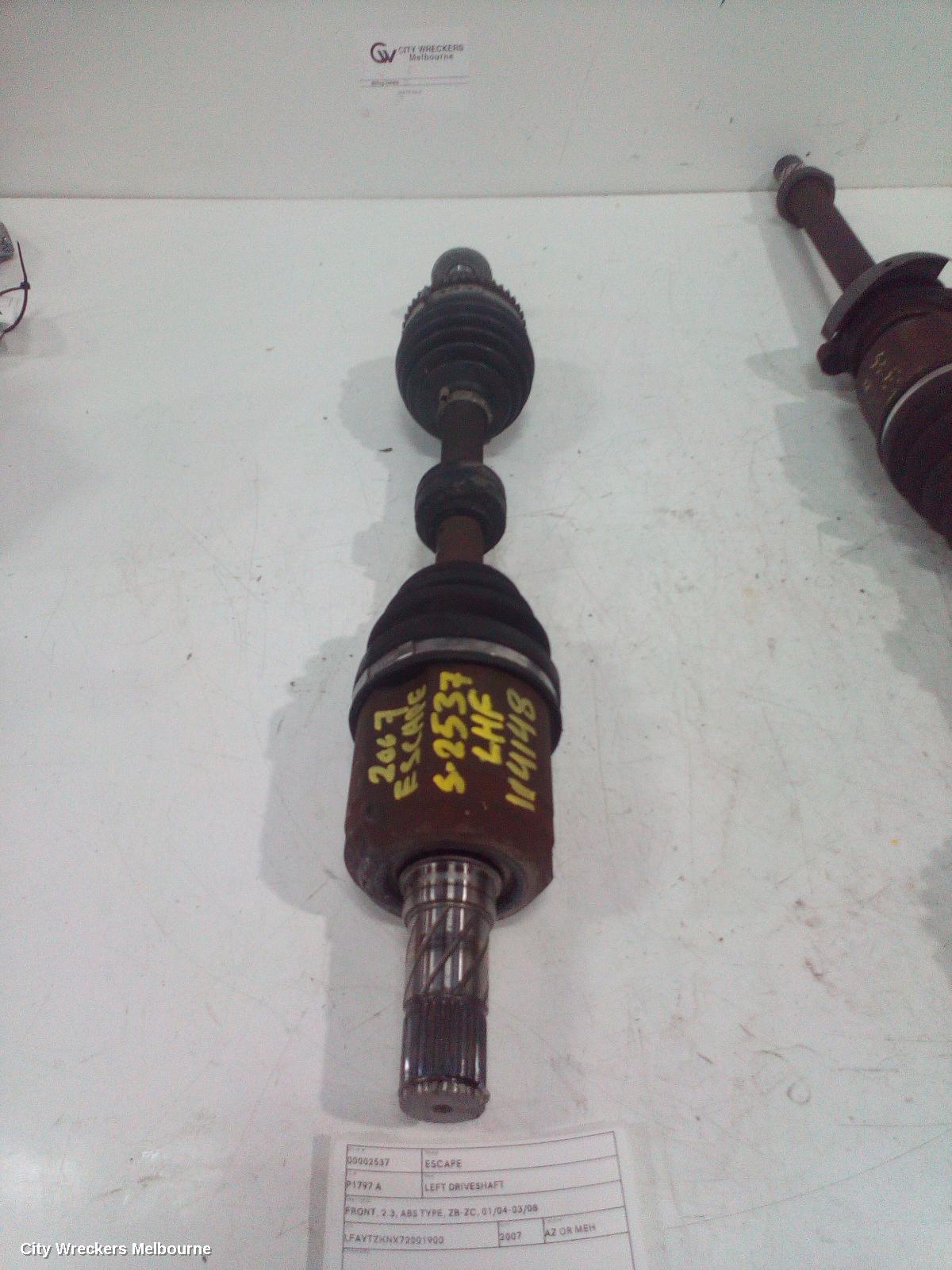 FORD ESCAPE LEFT DRIVESHAFT, FRONT, 2.3, ABS TYPE, ZB-ZC, 01/2004 - 03/2008