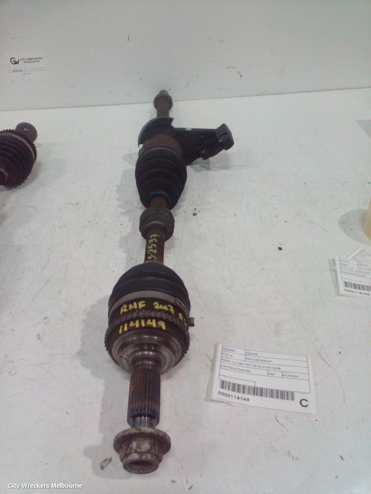 FORD ESCAPE RIGHT DRIVESHAFT, FRONT, 2.3, ABS TYPE, ZB-ZC, 01/2004 - 03/2008
