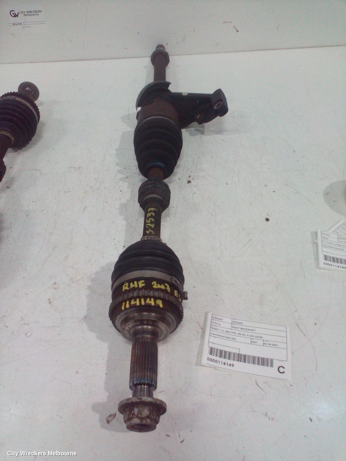FORD ESCAPE RIGHT DRIVESHAFT, FRONT, 2.3, ABS TYPE, ZB-ZC, 01/2004 - 03/2008
