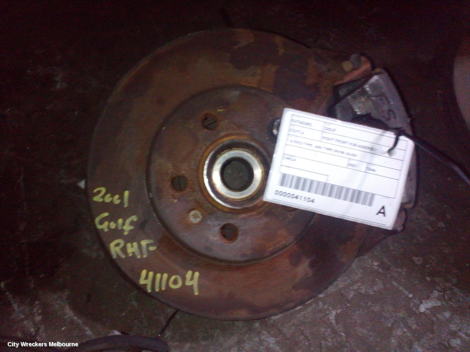VOLKSWAGEN GOLF RIGHT FRONT HUB ASSEMBLY, 1.6 ENG TYPE- ABS TYPE 09/1998 - 04/2004