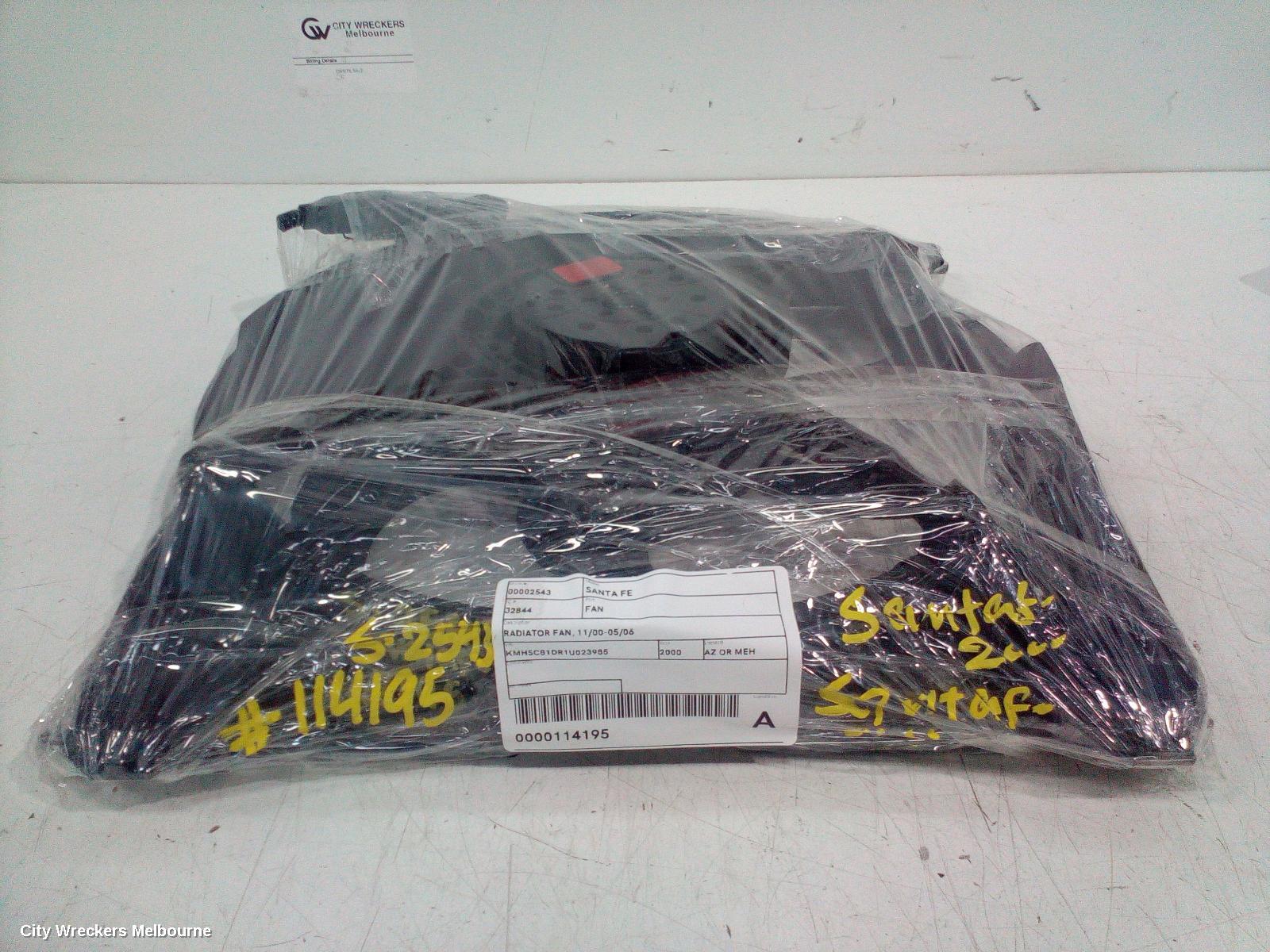 HYUNDAI SANTA FE FAN, RADIATOR FAN, 11/2000 - 05/2006
