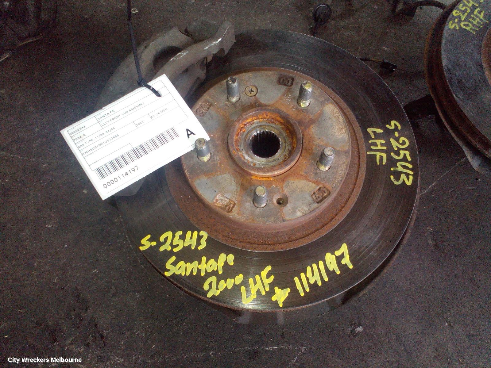 HYUNDAI SANTA FE LEFT FRONT HUB ASSEMBLY, ABS TYPE, 11/2000 - 04/2006