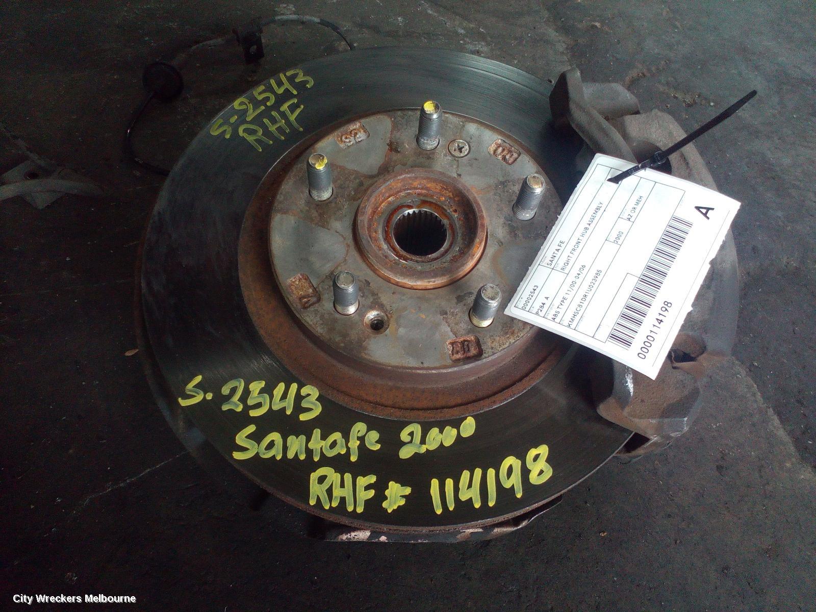 HYUNDAI SANTA FE RIGHT FRONT HUB ASSEMBLY, ABS TYPE 11/2000 - 04/2006