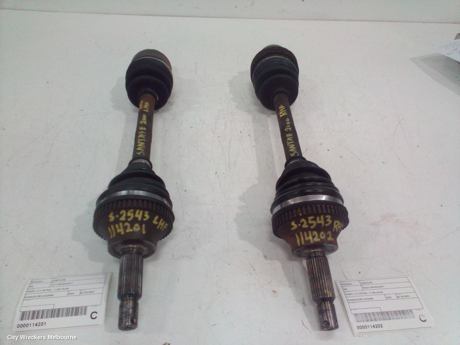 HYUNDAI SANTA FE LEFT DRIVESHAFT, FRONT, 2.7, PETROL, 11/2000 - 04/2006