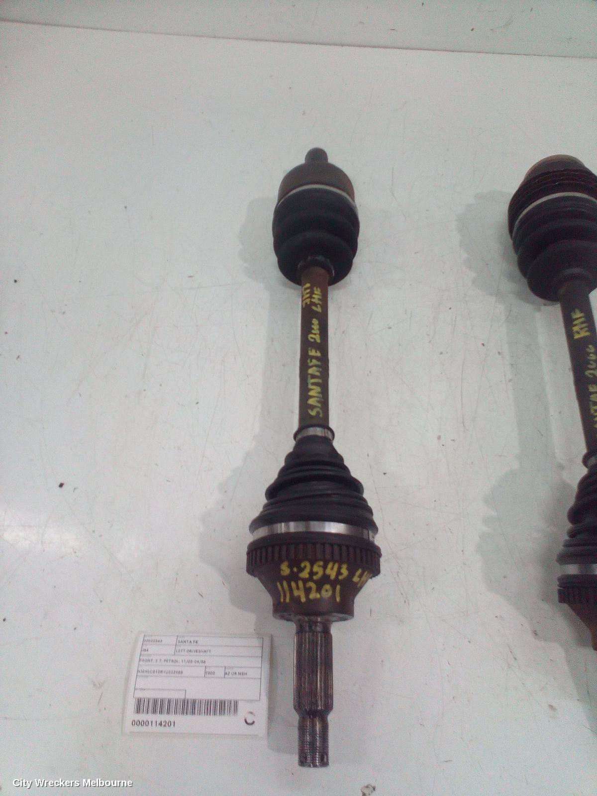 HYUNDAI SANTA FE LEFT DRIVESHAFT, FRONT, 2.7, PETROL, 11/2000 - 04/2006
