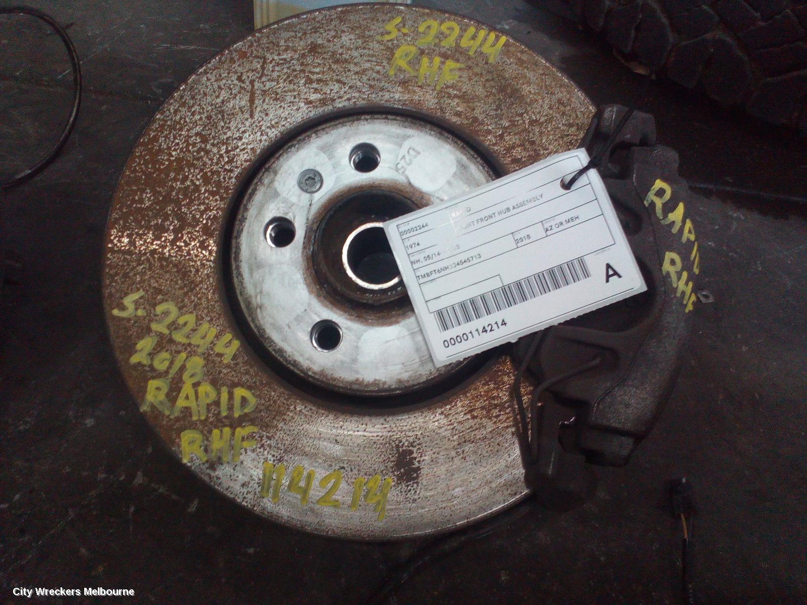 SKODA RAPID RIGHT FRONT HUB ASSEMBLY, NH, 05/2014 - 12/2020