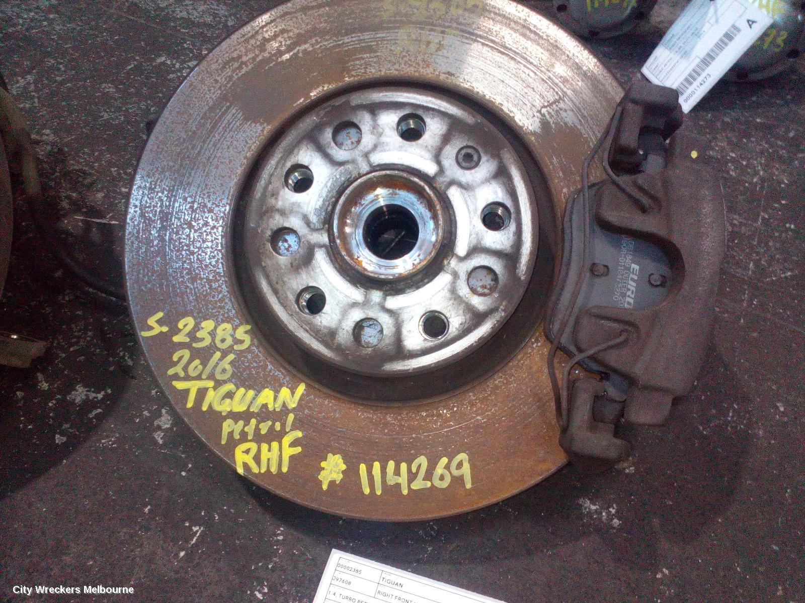 VOLKSWAGEN TIGUAN RIGHT FRONT HUB ASSEMBLY, 1.4, TURBO PETROL, 5N, 07/2011 - 08/2016
