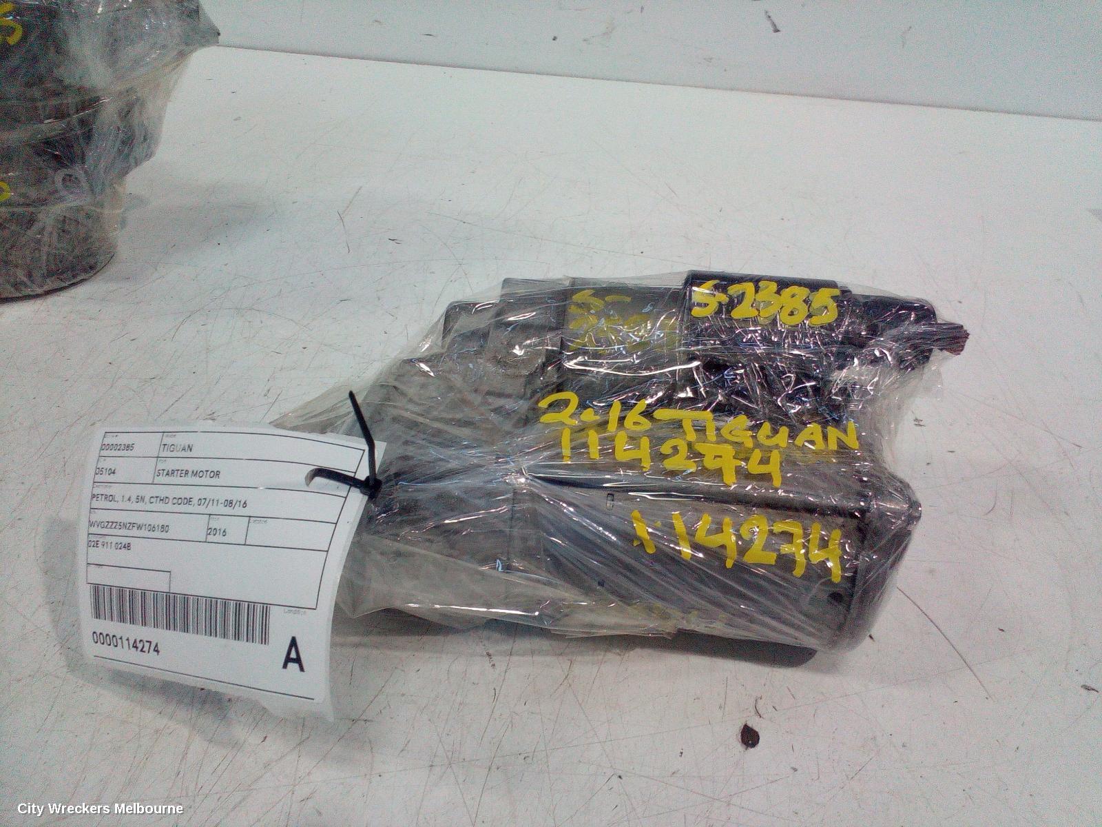 VOLKSWAGEN TIGUAN STARTER, PETROL, 1.4, 5N, CTHD CODE, 07/2011 - 08/2016