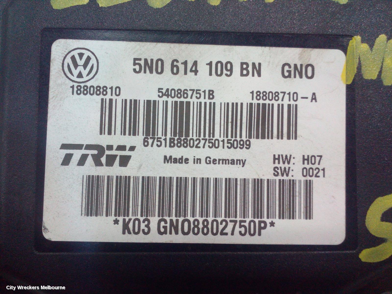 VOLKSWAGEN TIGUAN ABS PUMP/MODULATOR, 5N, 07/2011 - 08/2016