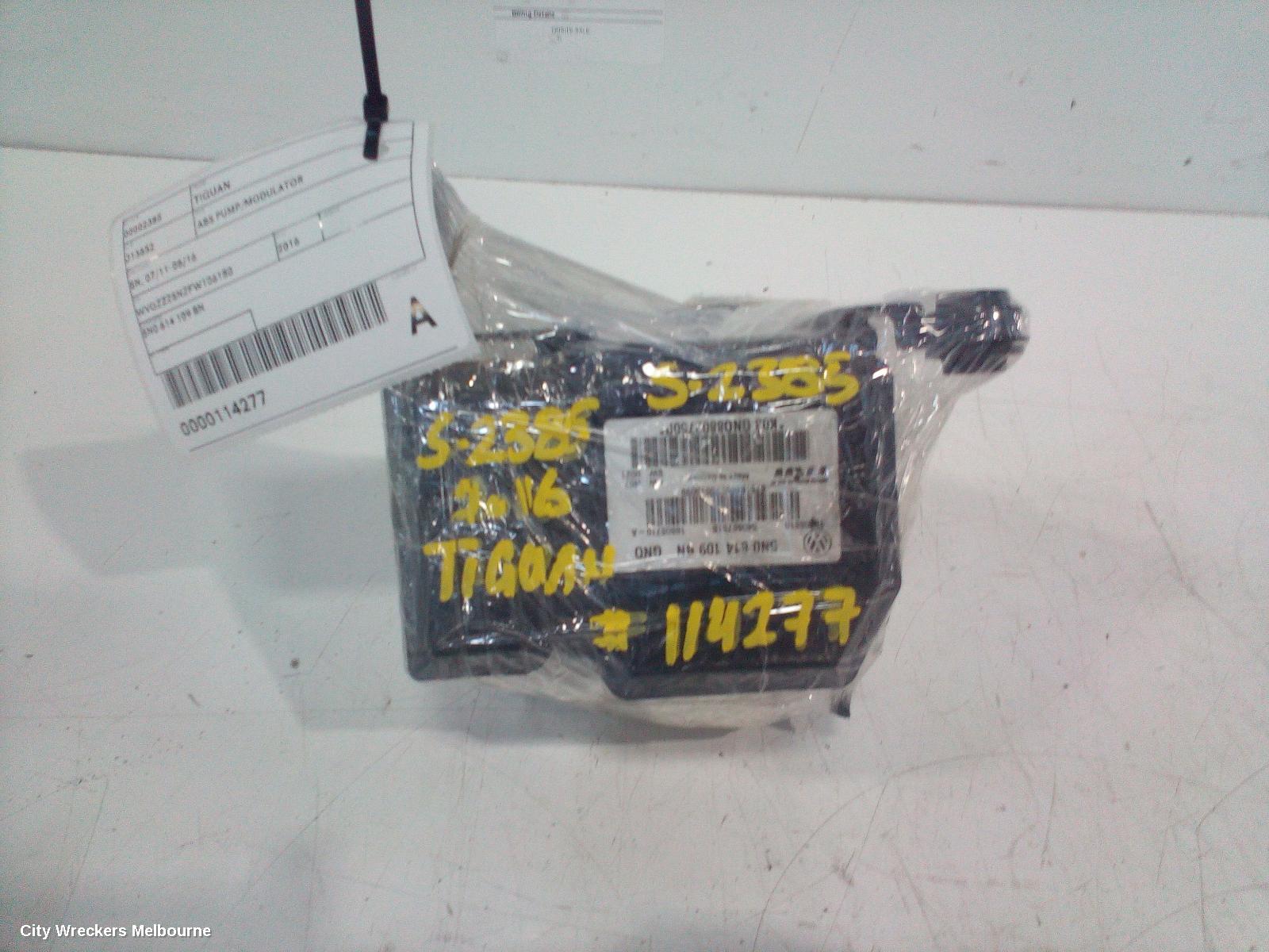 VOLKSWAGEN TIGUAN ABS PUMP/MODULATOR, 5N, 07/2011 - 08/2016