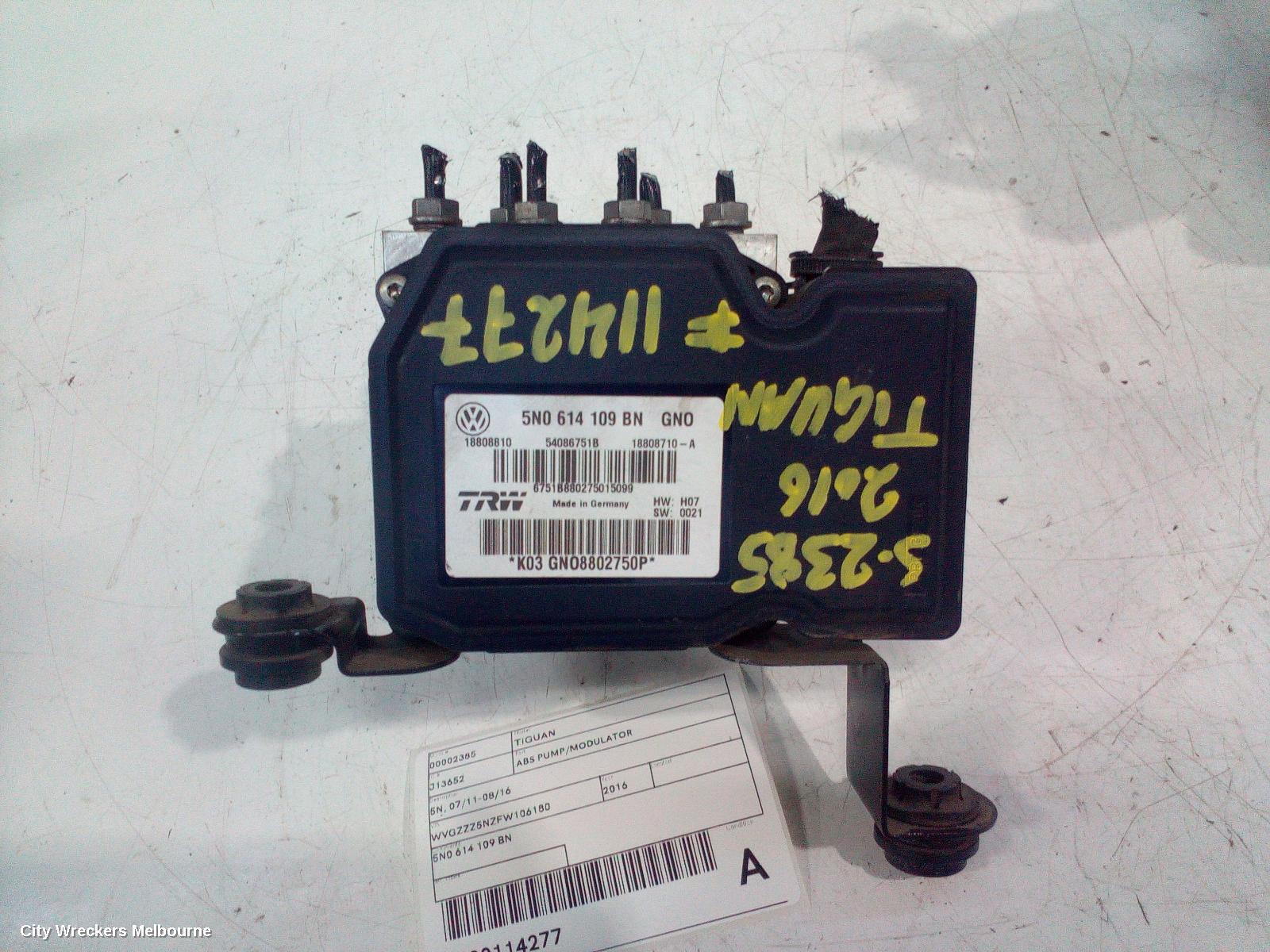 VOLKSWAGEN TIGUAN ABS PUMP/MODULATOR, 5N, 07/2011 - 08/2016