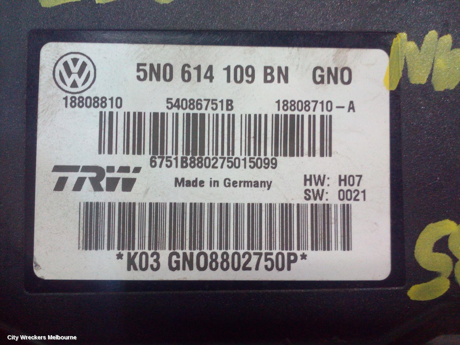 VOLKSWAGEN TIGUAN ABS PUMP/MODULATOR, 5N, 07/2011 - 08/2016