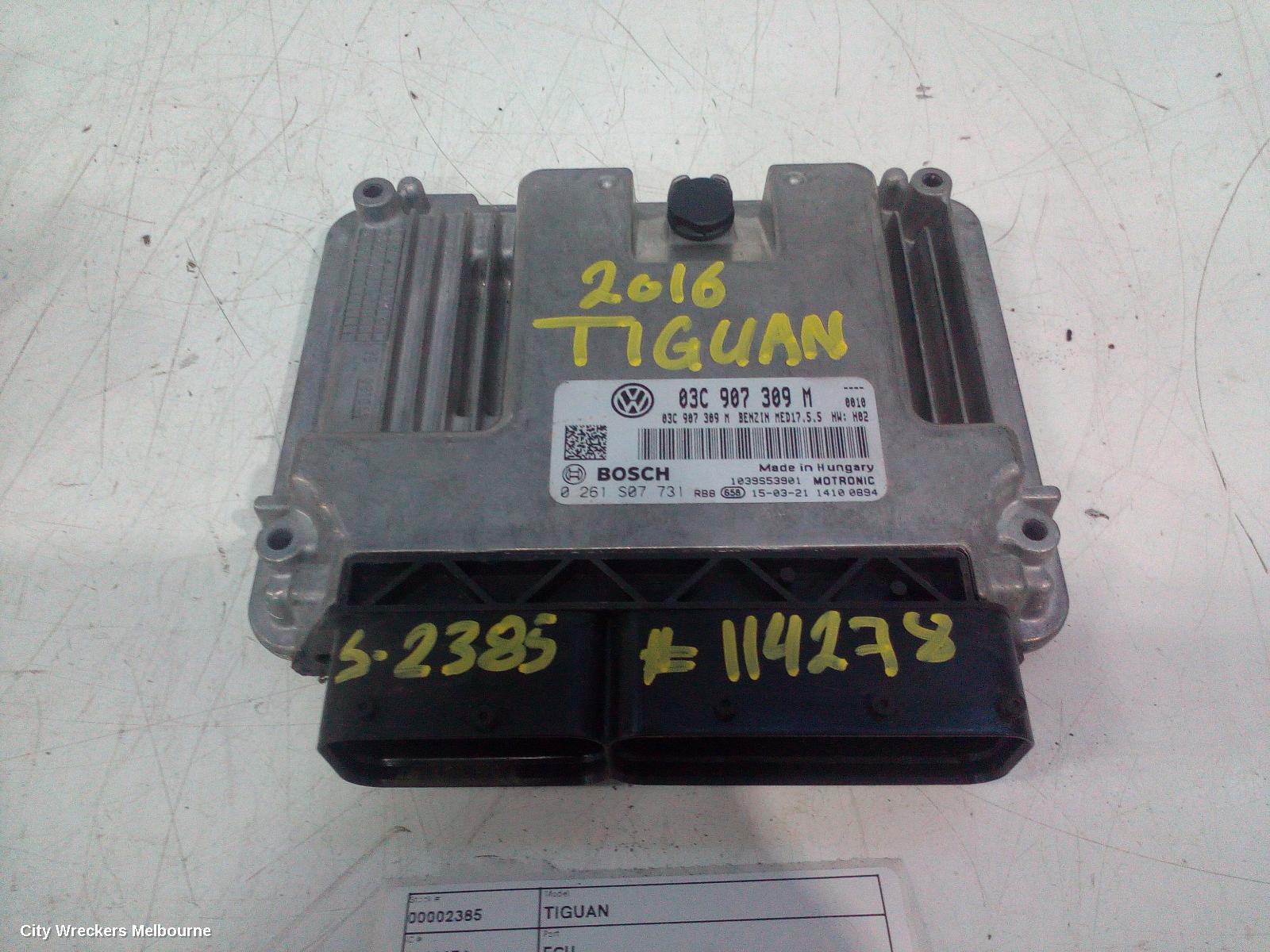 VOLKSWAGEN TIGUAN ECU, ENGINE ECU, PETROL, 1.4, AUTO T/M, ECU ONLY, 5N, 07/2011 - 08/2016