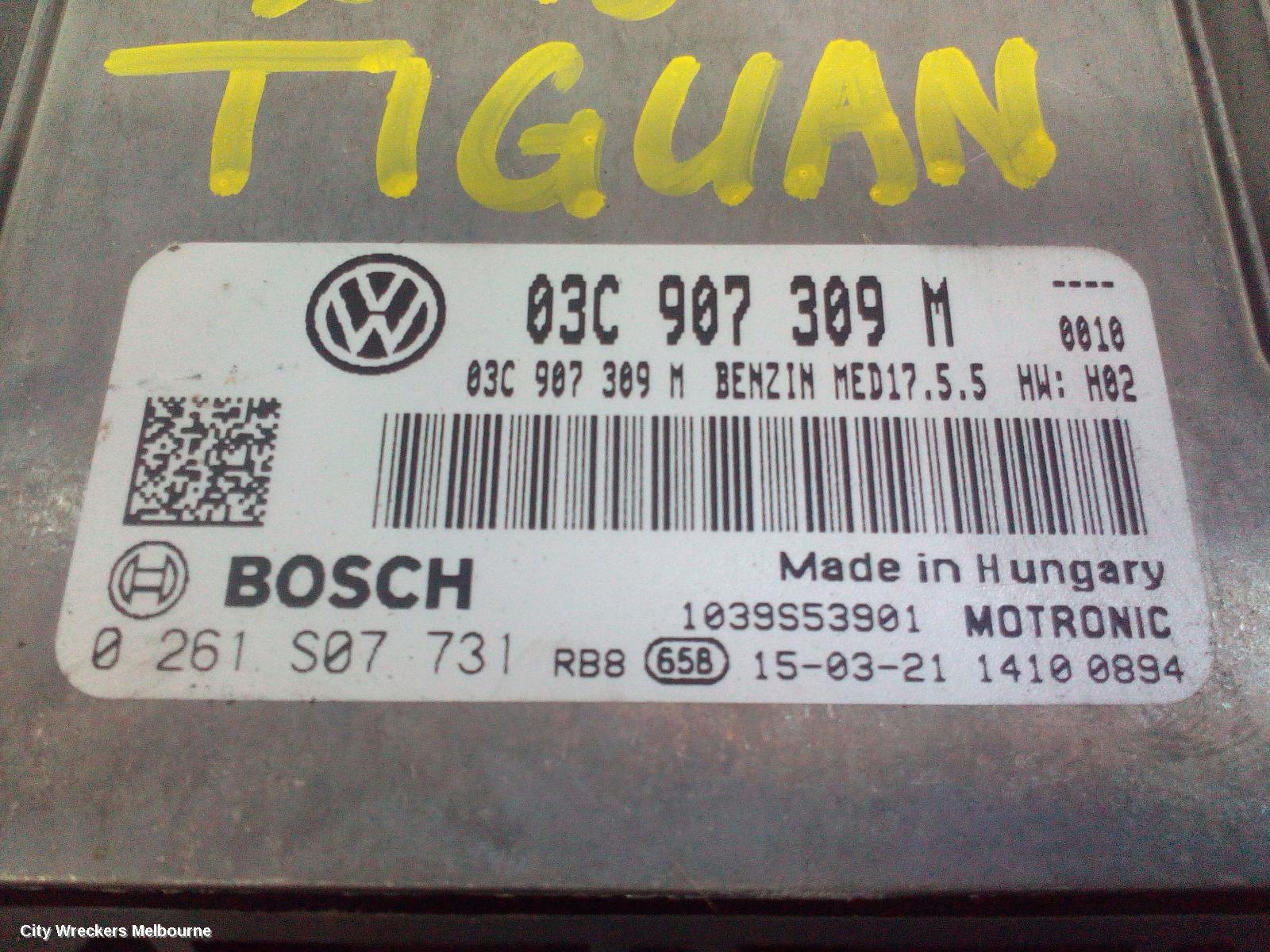 VOLKSWAGEN TIGUAN ECU, ENGINE ECU, PETROL, 1.4, AUTO T/M, ECU ONLY, 5N, 07/2011 - 08/2016