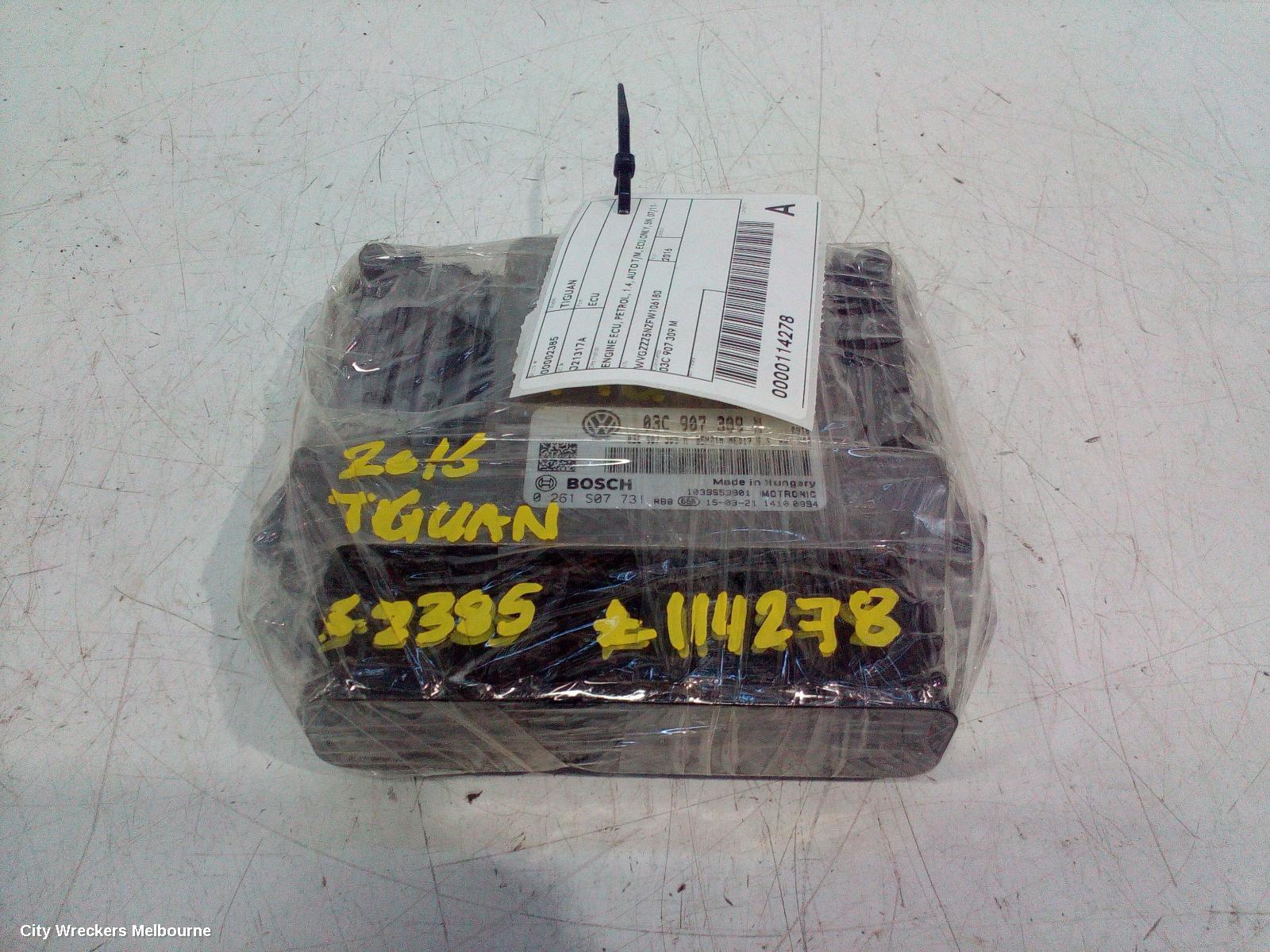 VOLKSWAGEN TIGUAN ECU, ENGINE ECU, PETROL, 1.4, AUTO T/M, ECU ONLY, 5N, 07/2011 - 08/2016