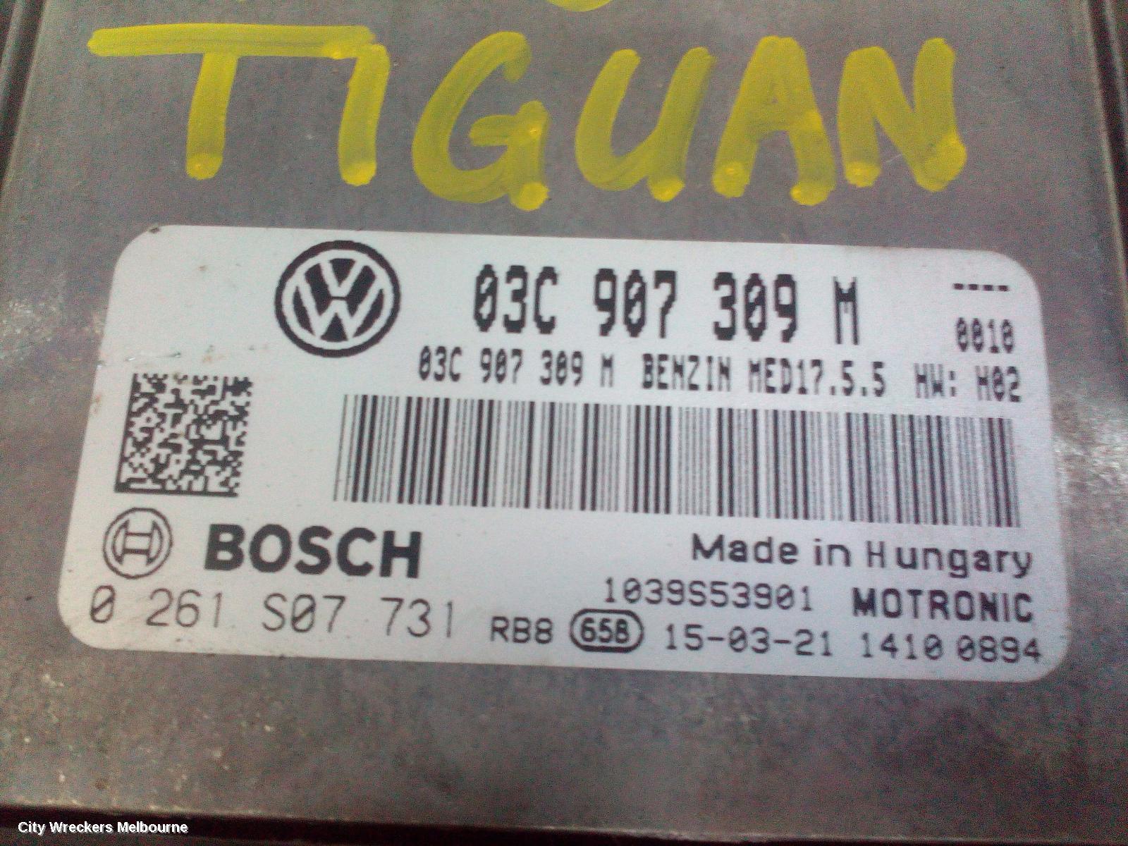 VOLKSWAGEN TIGUAN ECU, ENGINE ECU, PETROL, 1.4, AUTO T/M, ECU ONLY, 5N, 07/2011 - 08/2016