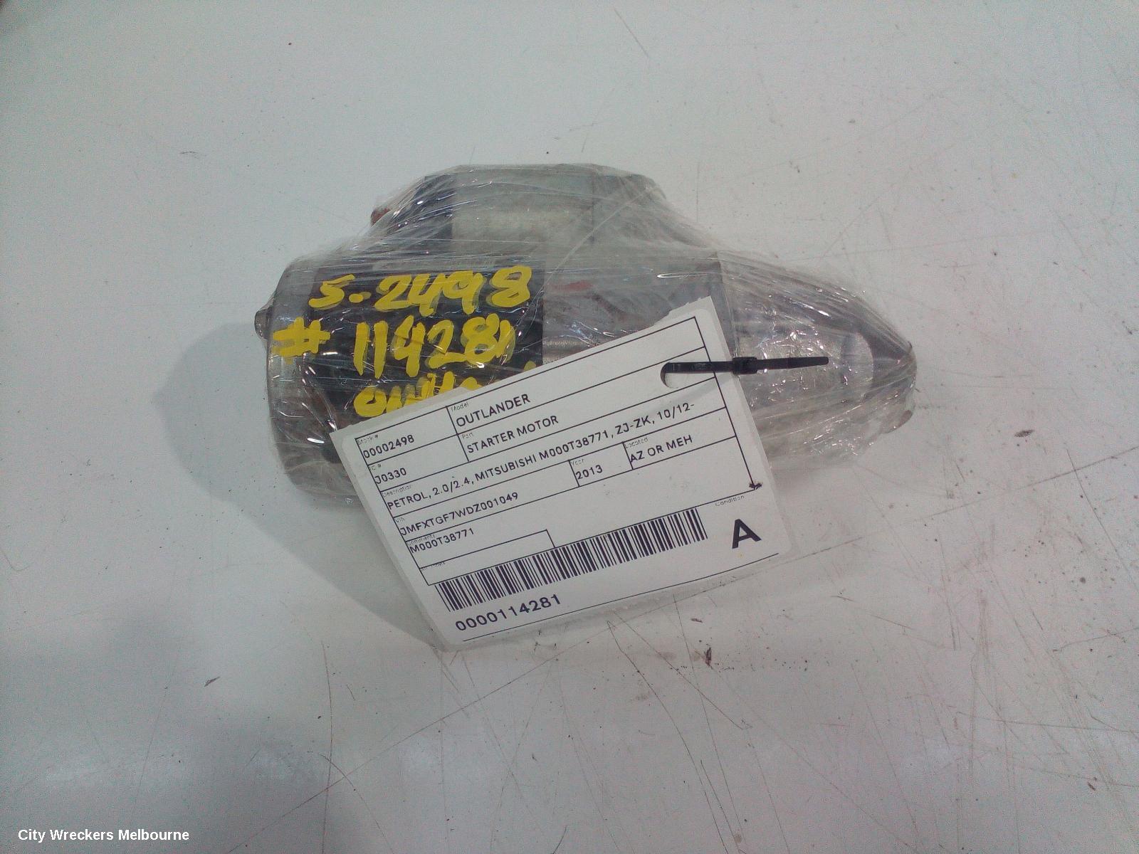 MITSUBISHI OUTLANDER STARTER, PETROL, 2.0/2.4, MITSUBISHI M000T38771, ZJ-ZK, 10/2012 - 07/2021