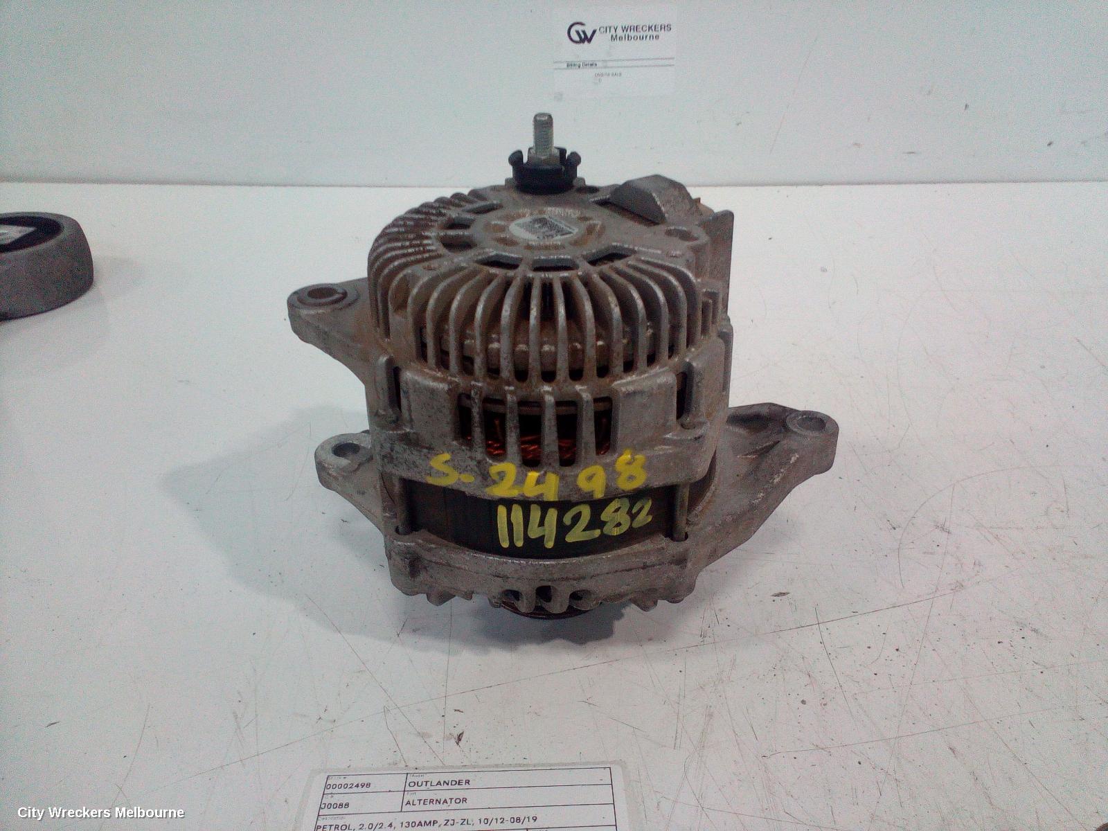 MITSUBISHI OUTLANDER ALTERNATOR, PETROL, 2.0/2.4, 130AMP, ZJ-ZL, 10/2012 - 08/2019