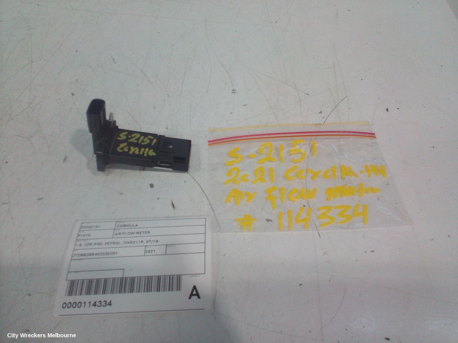 TOYOTA COROLLA AIR FLOW METER, 1.8, 2ZR-FXE, PETROL, ZWE211R, 07/2018 ONWARDS