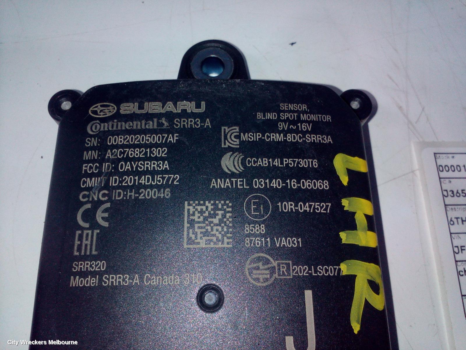 SUBARU OUTBACK REVERSE CAMERA, BLIND SPOT MONITOR SENSOR (LH REAR BEHIND BUMPER), 87611VA031, 6TH GEN, 08/2014 - 12/2020
