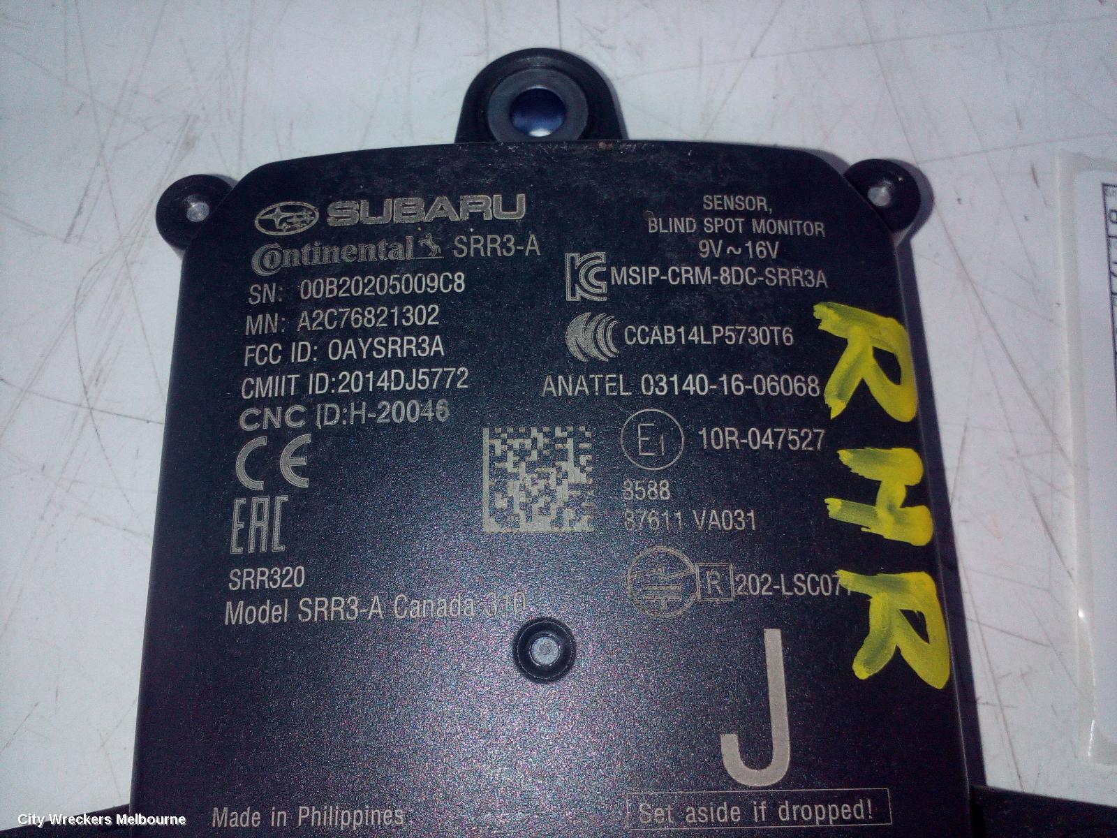 SUBARU OUTBACK REVERSE CAMERA, BLIND SPOT MONITOR SENSOR (RH REAR BEHIND BUMPER), 87611VA031, 6TH GEN, 08/2014 - 12/2020