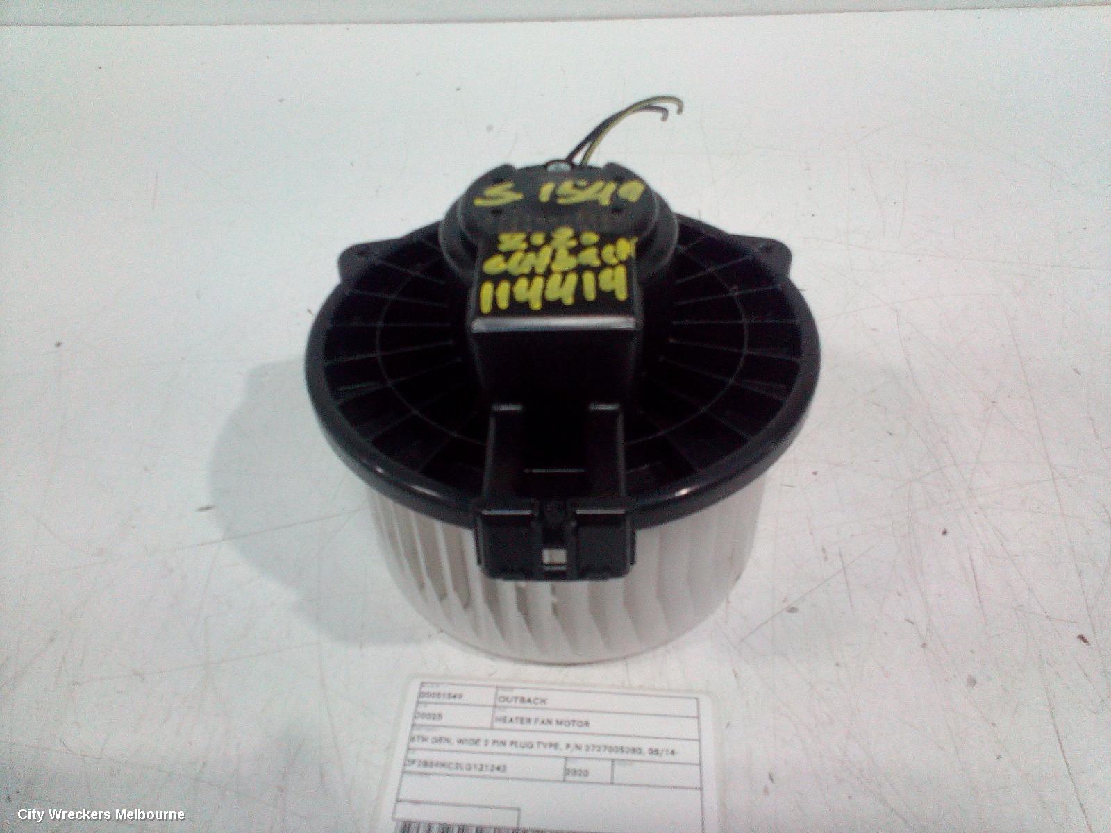 SUBARU OUTBACK HEATER FAN MOTOR, 6TH GEN, WIDE 2 PIN PLUG TYPE, P/N 2727005280, 08/2014 - 12/2020