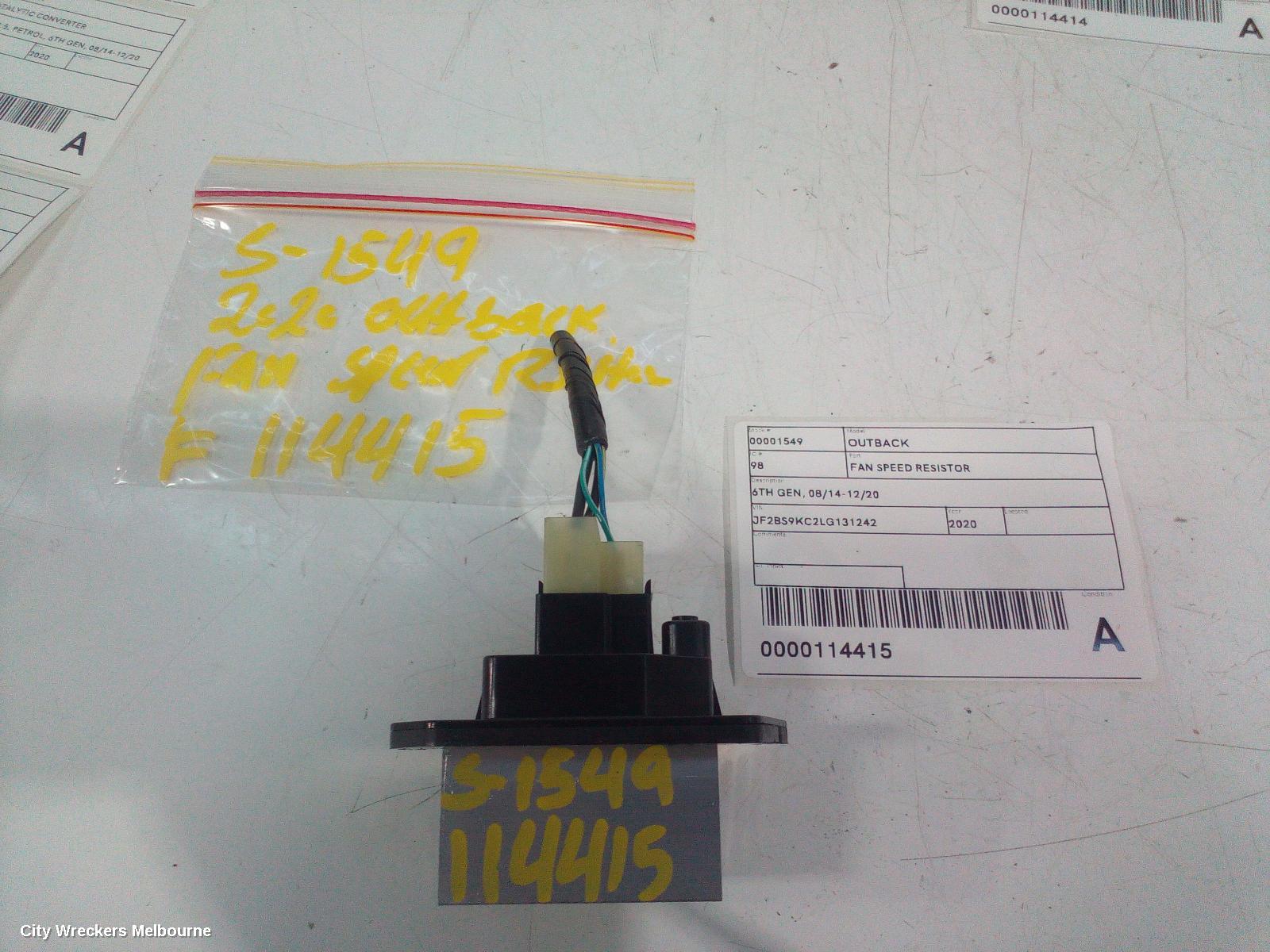 SUBARU OUTBACK FAN SPEED RESISTOR, 6TH GEN, 08/2014 - 12/2020