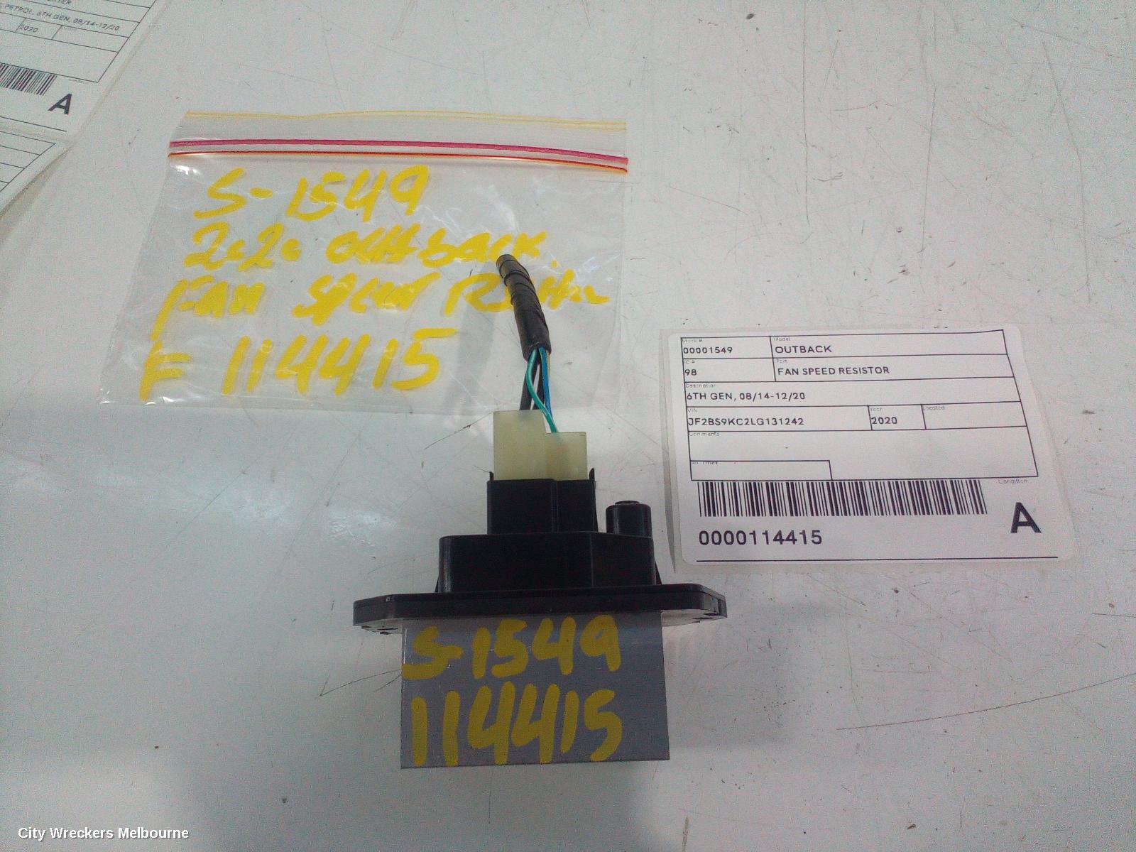 SUBARU OUTBACK FAN SPEED RESISTOR, 6TH GEN, 08/2014 - 12/2020