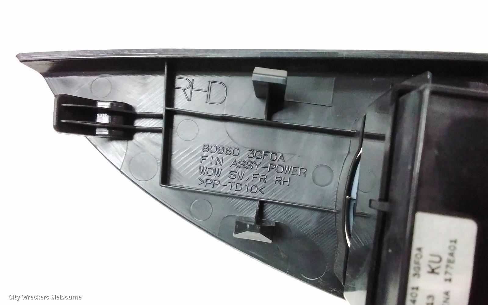 NISSAN PULSAR PWR DR WIND SWITCH, RH FRONT (MASTER SWITCH), HATCH, C12, 05/2013 - 12/2016