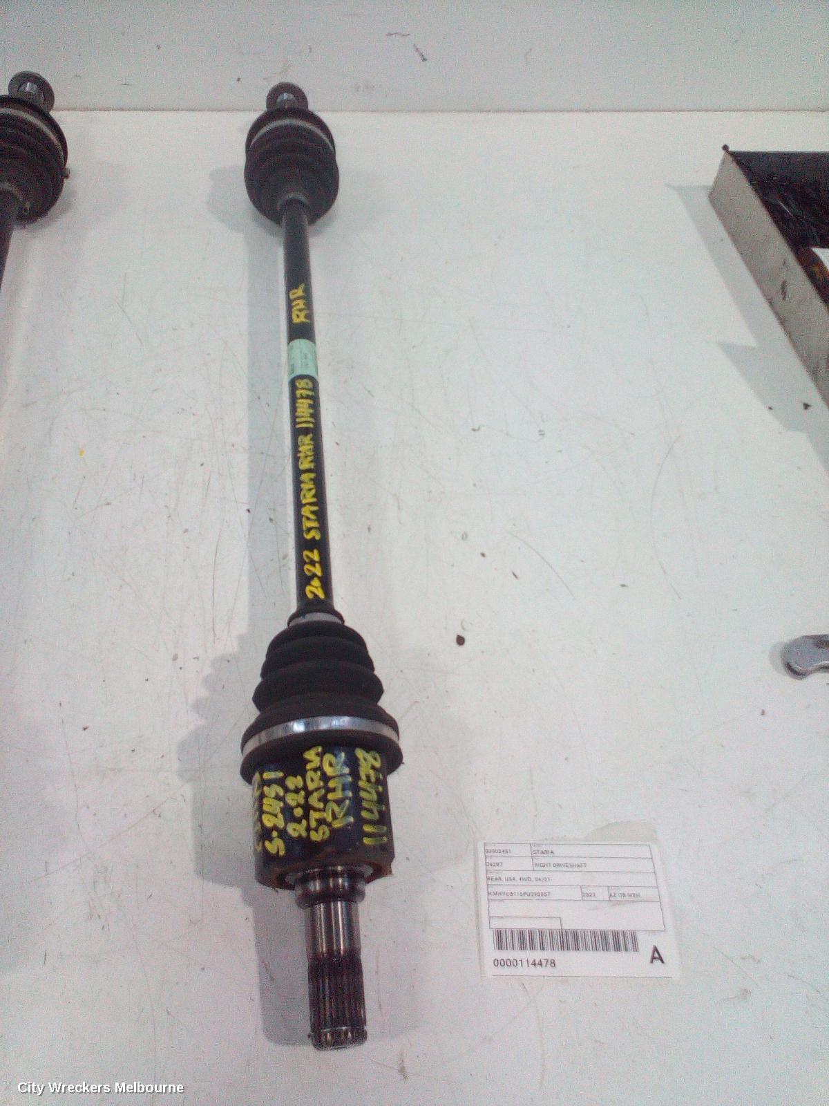 HYUNDAI STARIA RIGHT DRIVESHAFT, REAR, US4, 4WD, 04/2021 ONWARDS