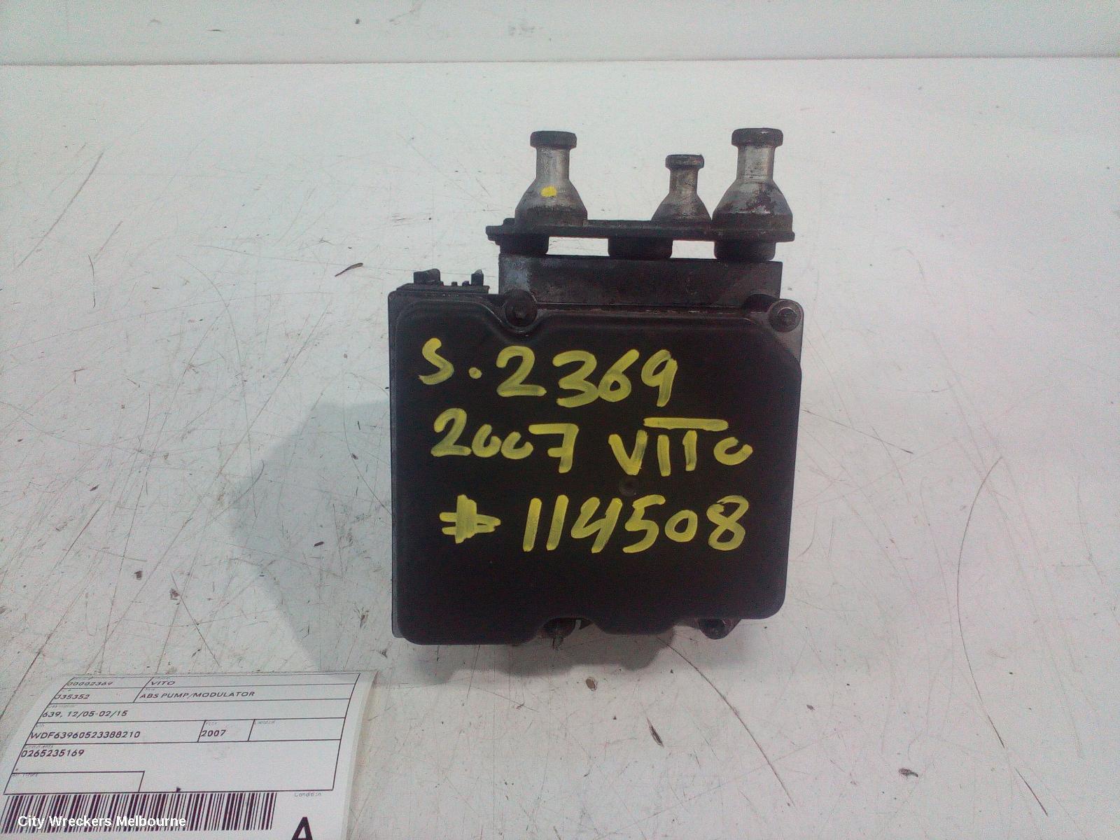 MERCEDES VITO ABS PUMP/MODULATOR, 639, 12/2005 - 02/2015