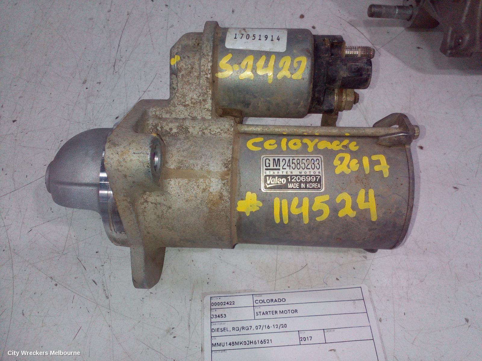 HOLDEN COLORADO STARTER, DIESEL, RG/RG7, 07/2016 - 12/2020