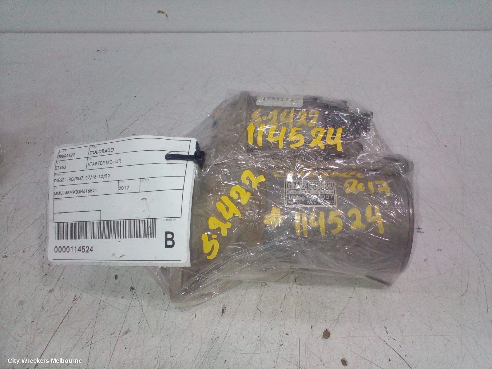 HOLDEN COLORADO STARTER, DIESEL, RG/RG7, 07/2016 - 12/2020