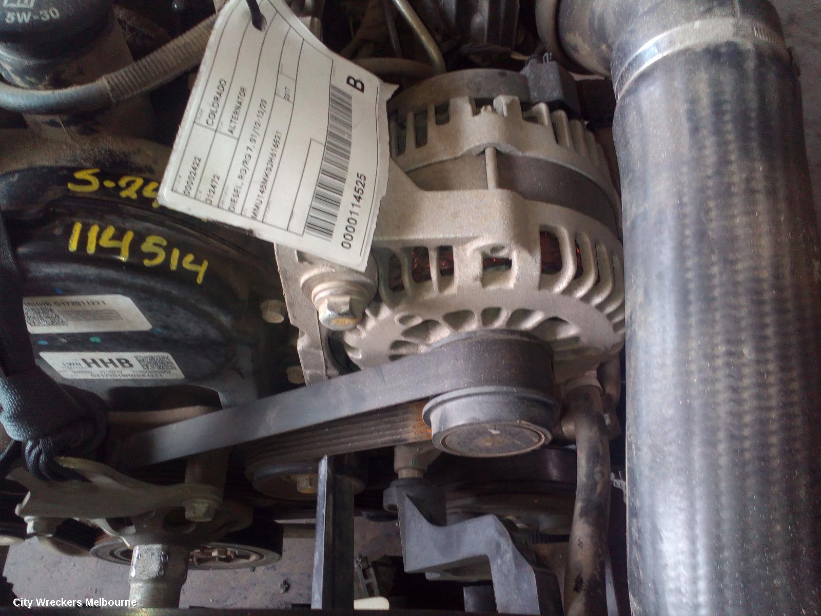 HOLDEN COLORADO ALTERNATOR, DIESEL, RG/RG 7, 01/2012 - 12/2020