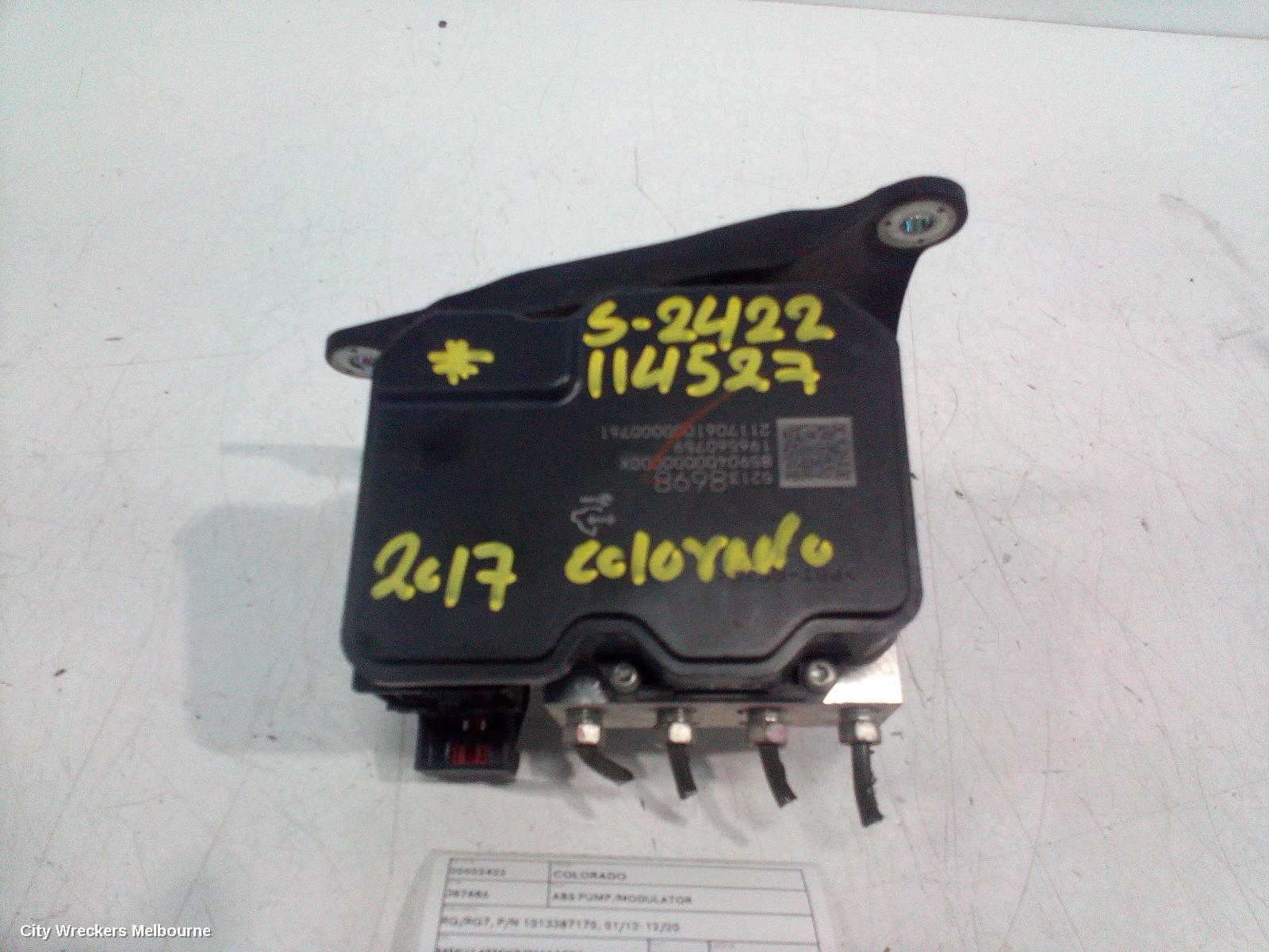HOLDEN COLORADO ABS PUMP/MODULATOR, RG/RG7, P/N 1013387170, 01/2012 - 12/2020