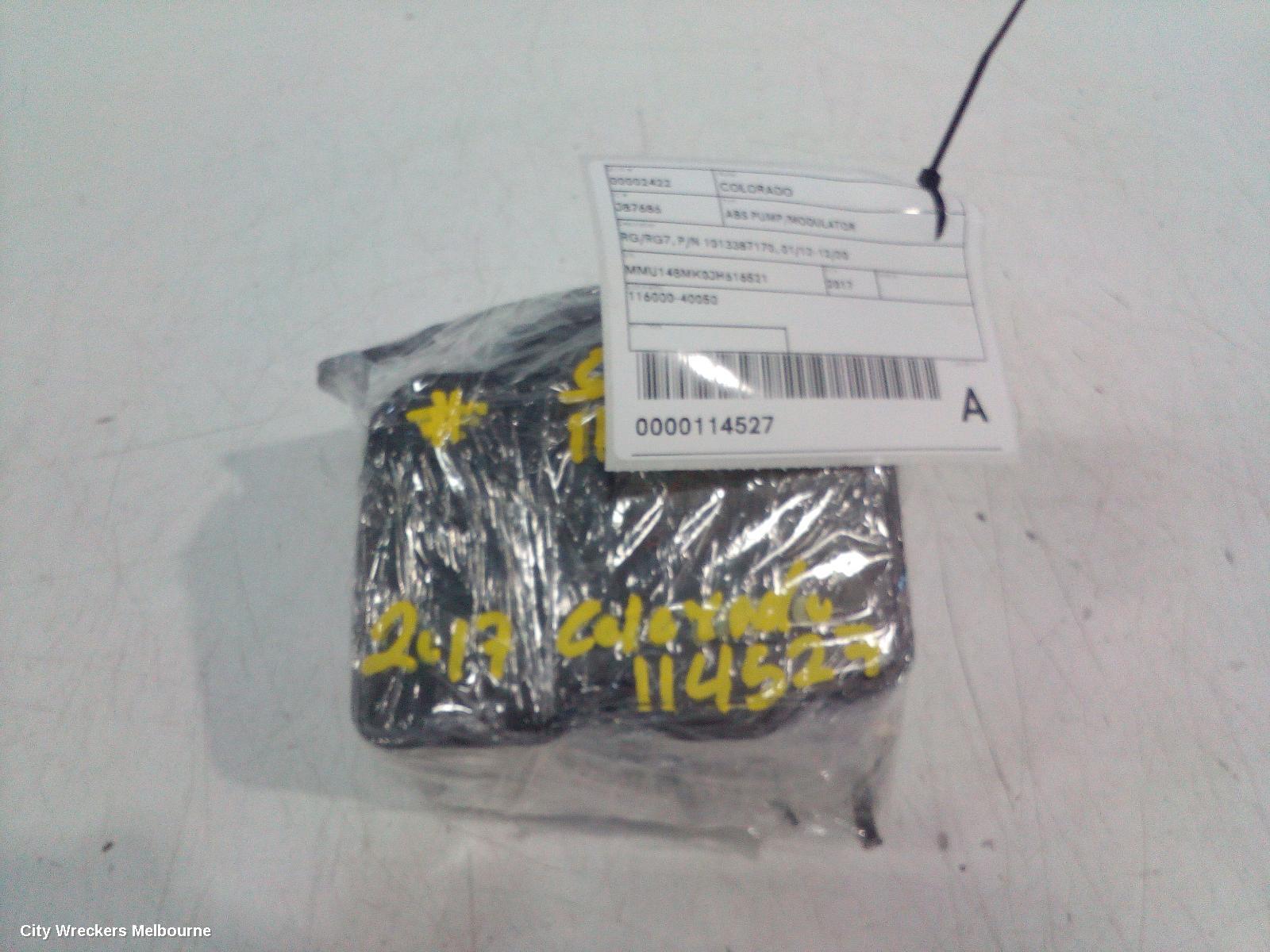 HOLDEN COLORADO ABS PUMP/MODULATOR, RG/RG7, P/N 1013387170, 01/2012 - 12/2020