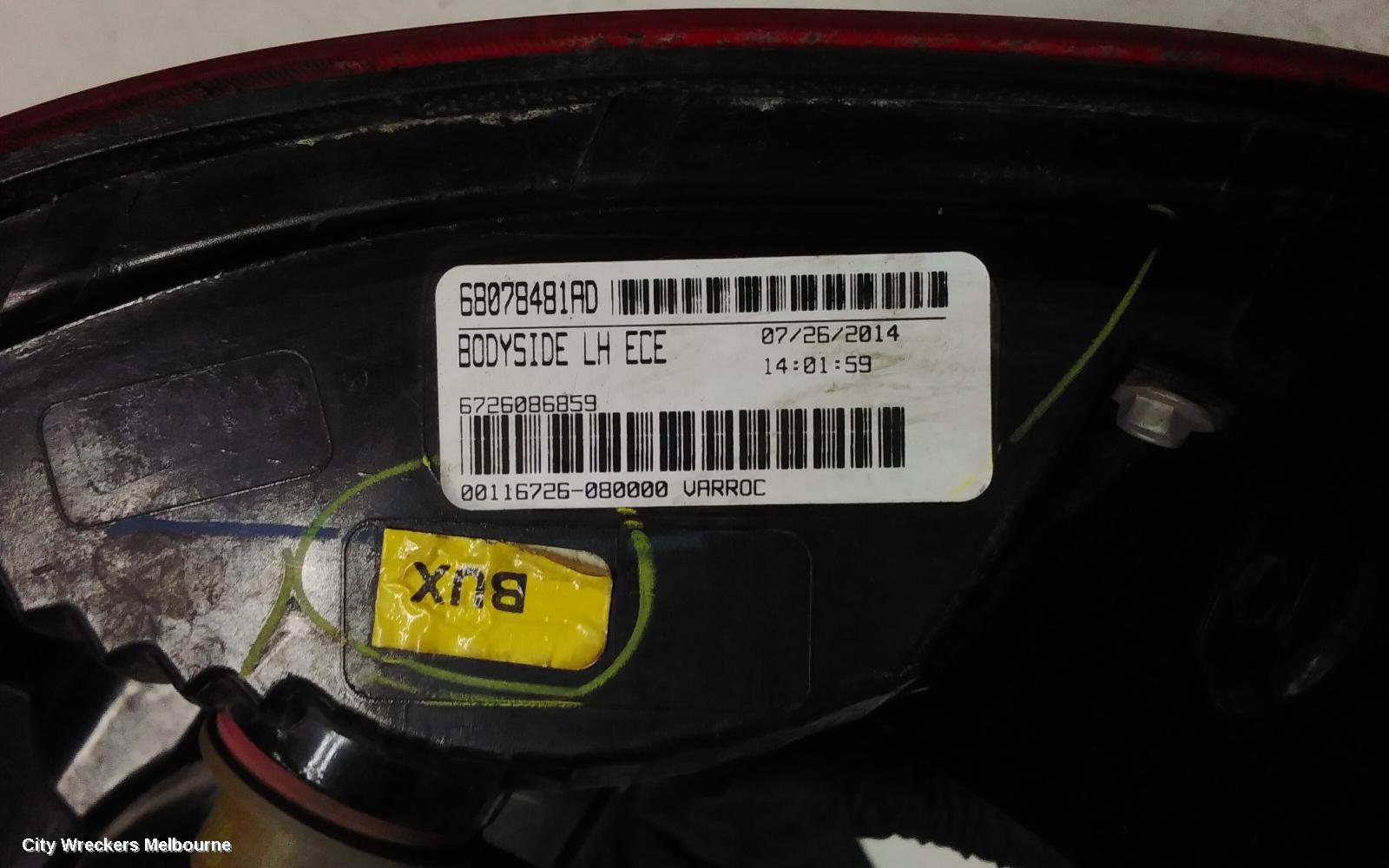 FIAT FREEMONT LEFT TAILLIGHT, JF, CROSSROAD TYPE, 04/2013 - 01/2017