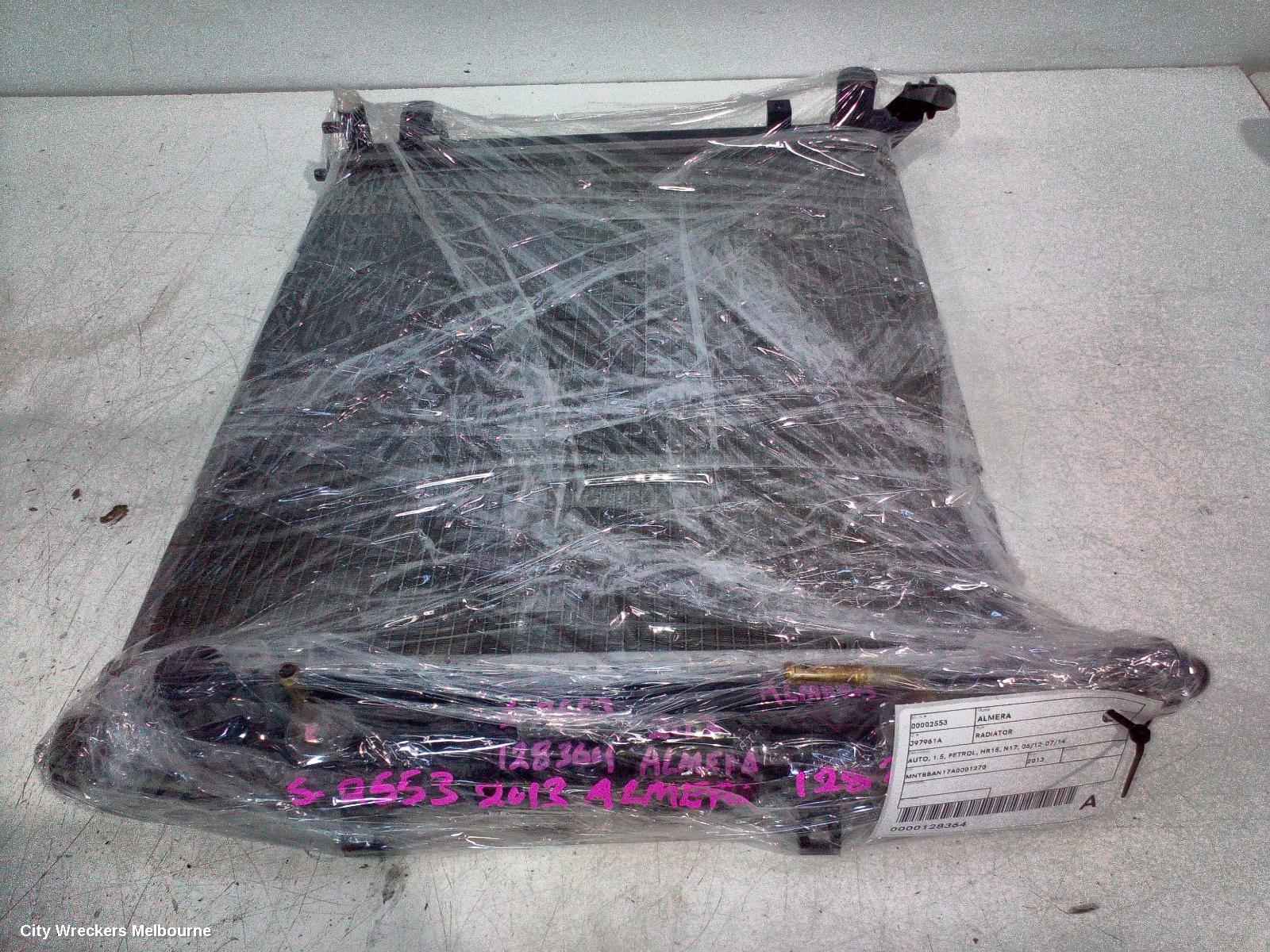 NISSAN ALMERA RADIATOR, AUTO, 1.5, PETROL, HR15, N17, 06/2012 - 07/2014