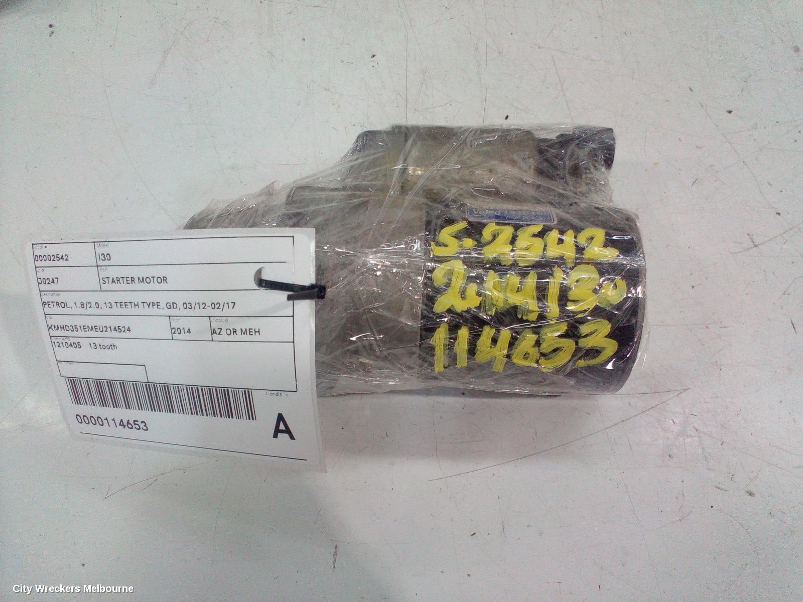 HYUNDAI I30 STARTER, PETROL, 1.8/2.0, 13 TEETH TYPE, GD, 03/2012 - 02/2017