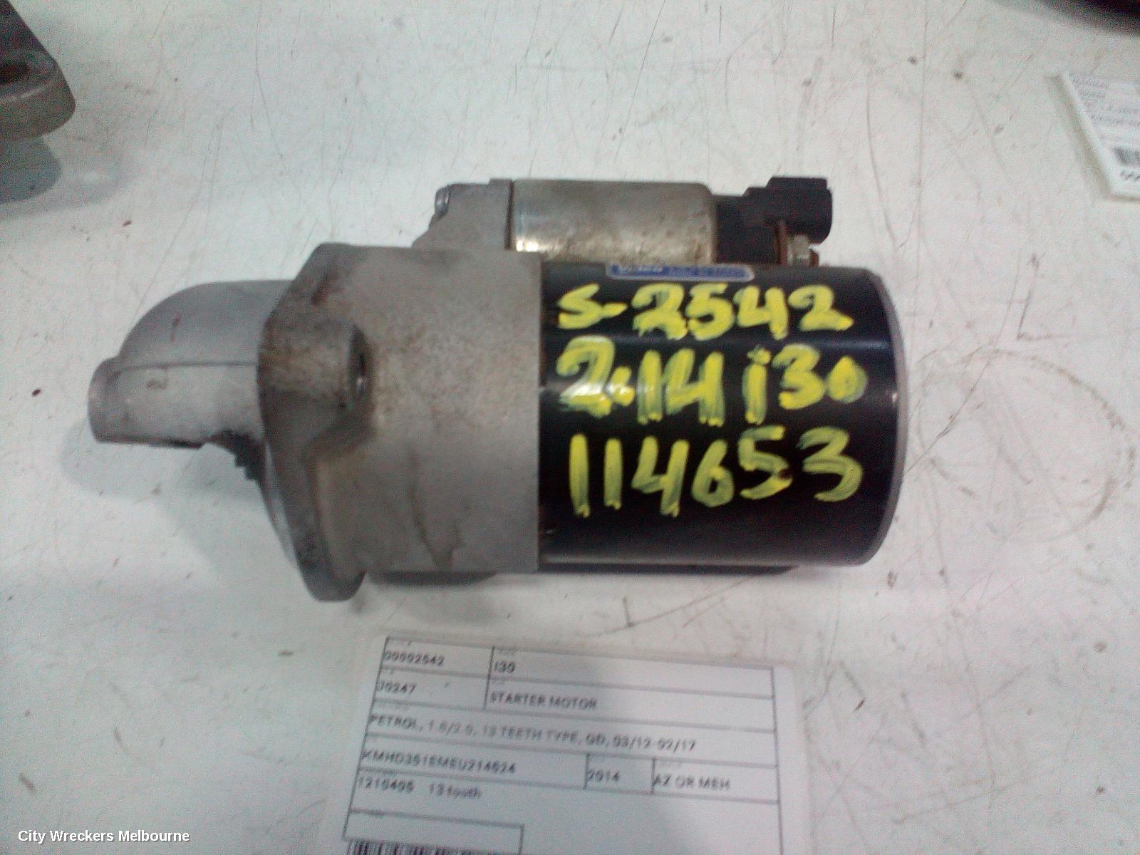 HYUNDAI I30 STARTER, PETROL, 1.8/2.0, 13 TEETH TYPE, GD, 03/2012 - 02/2017