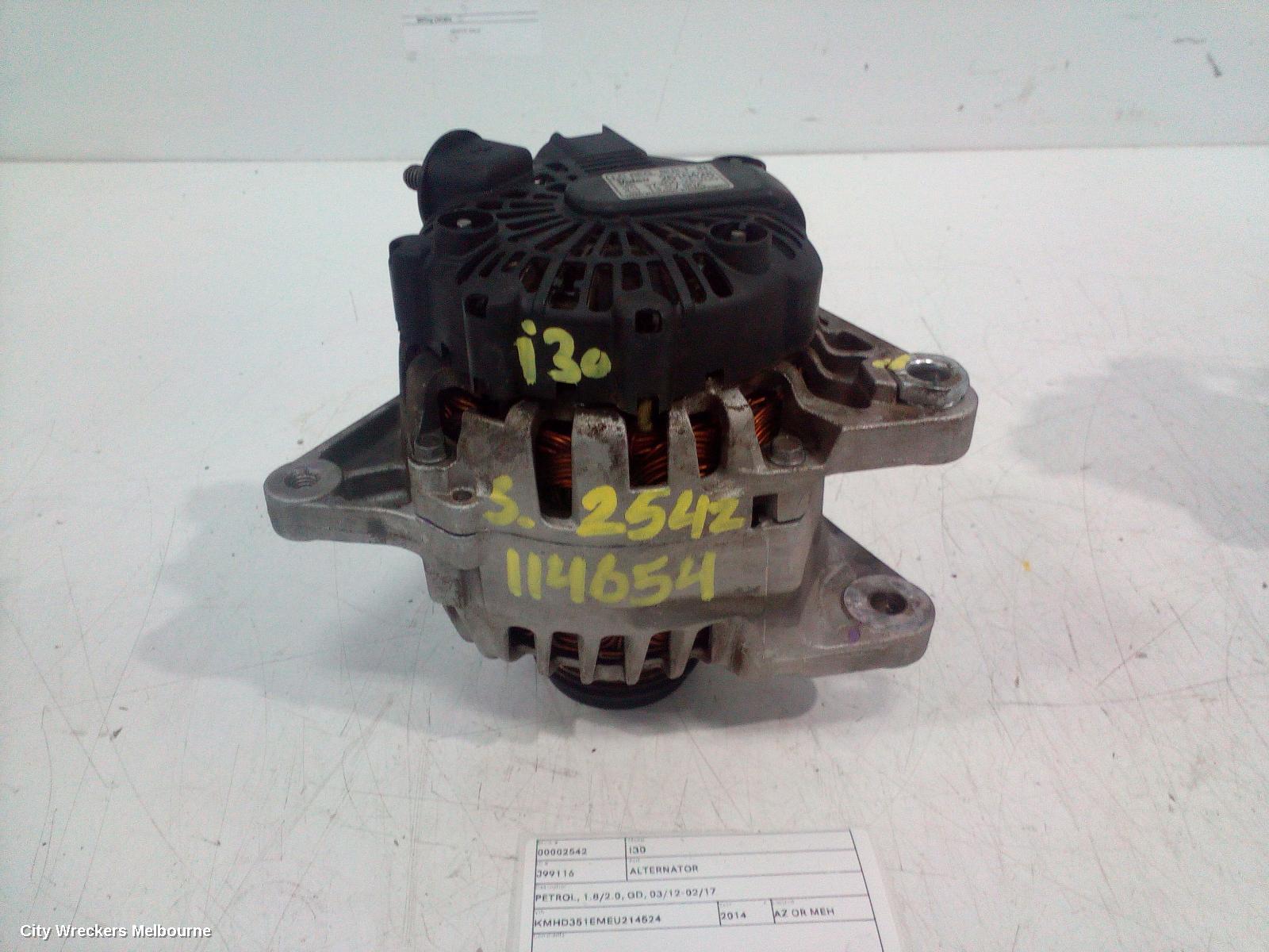 HYUNDAI I30 ALTERNATOR, PETROL, 1.8/2.0, GD, 03/2012 - 02/2017